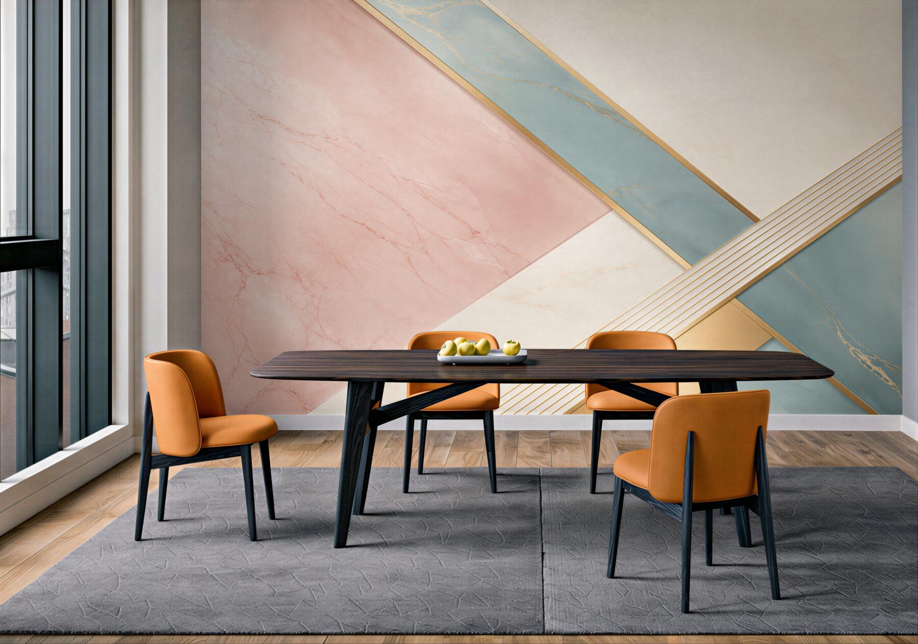 Fototapeta marmur różowo błękitny ze złotymi liniami geometryczna elegancja?v23