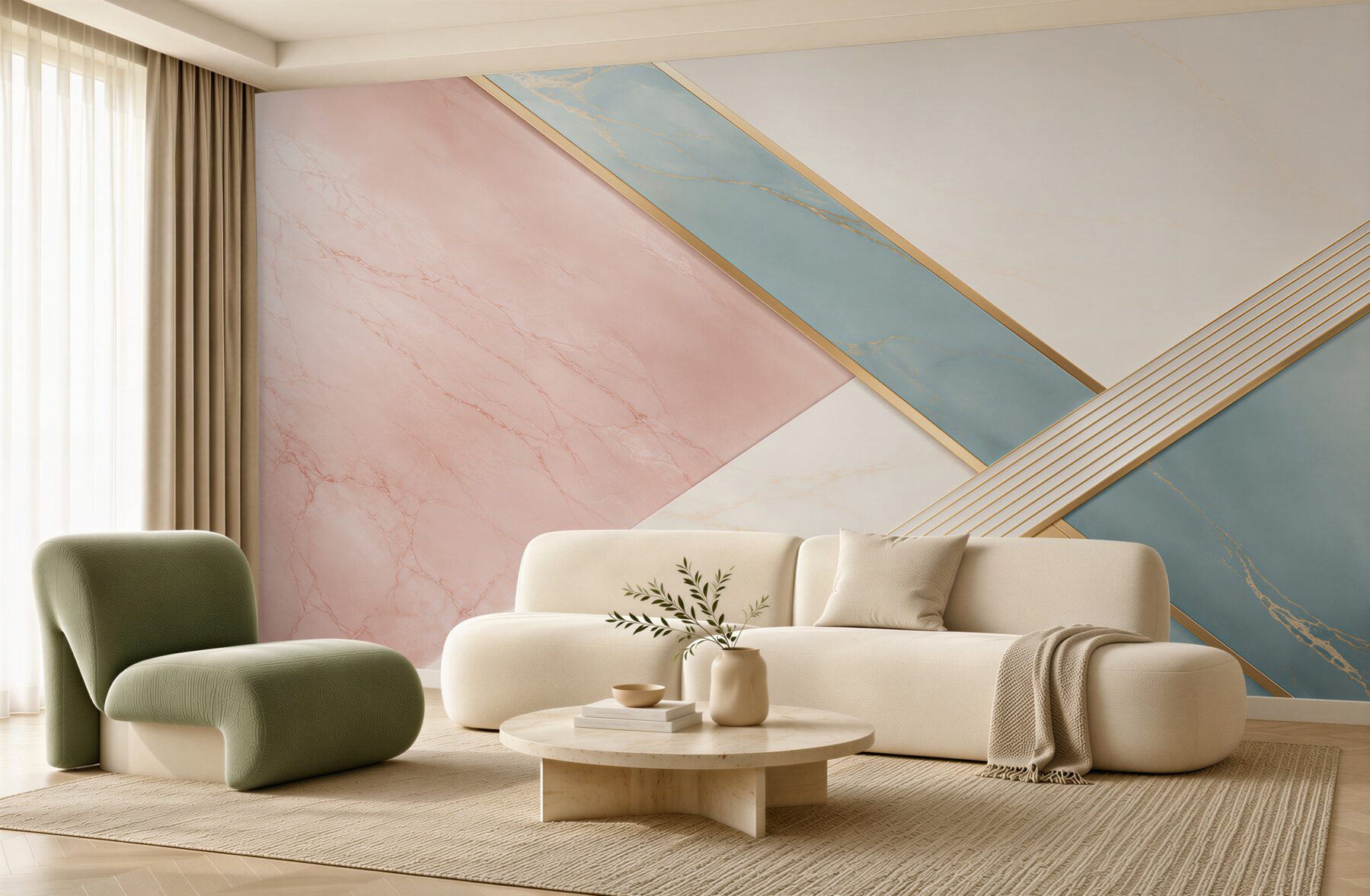 Fototapeta marmur różowo błękitny ze złotymi liniami geometryczna elegancja?v23