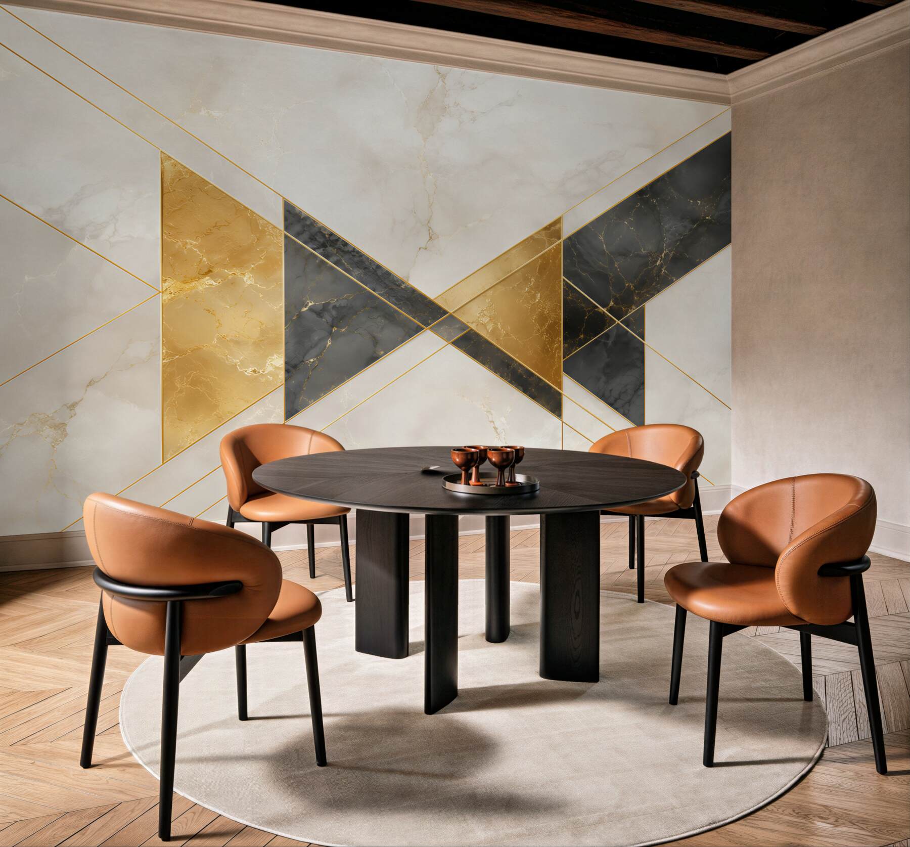 Fototapeta geometryczny marmur biało czarno złoty nowoczesny styl art deco?v23