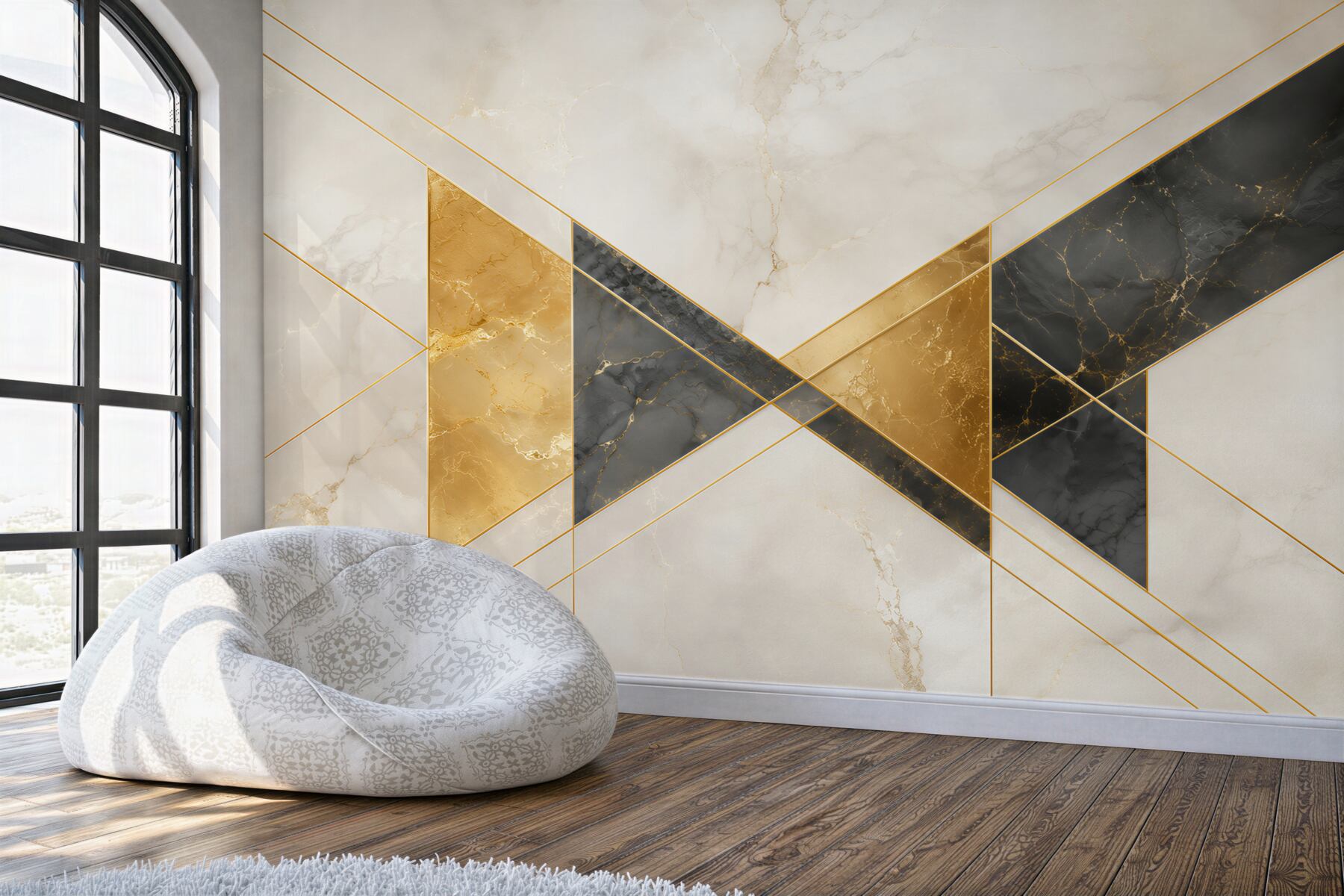 Fototapeta geometryczny marmur biało czarno złoty nowoczesny styl art deco?v23