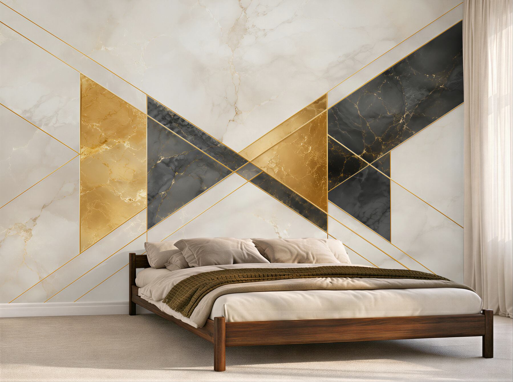 Fototapeta geometryczny marmur biało czarno złoty nowoczesny styl art deco?v23