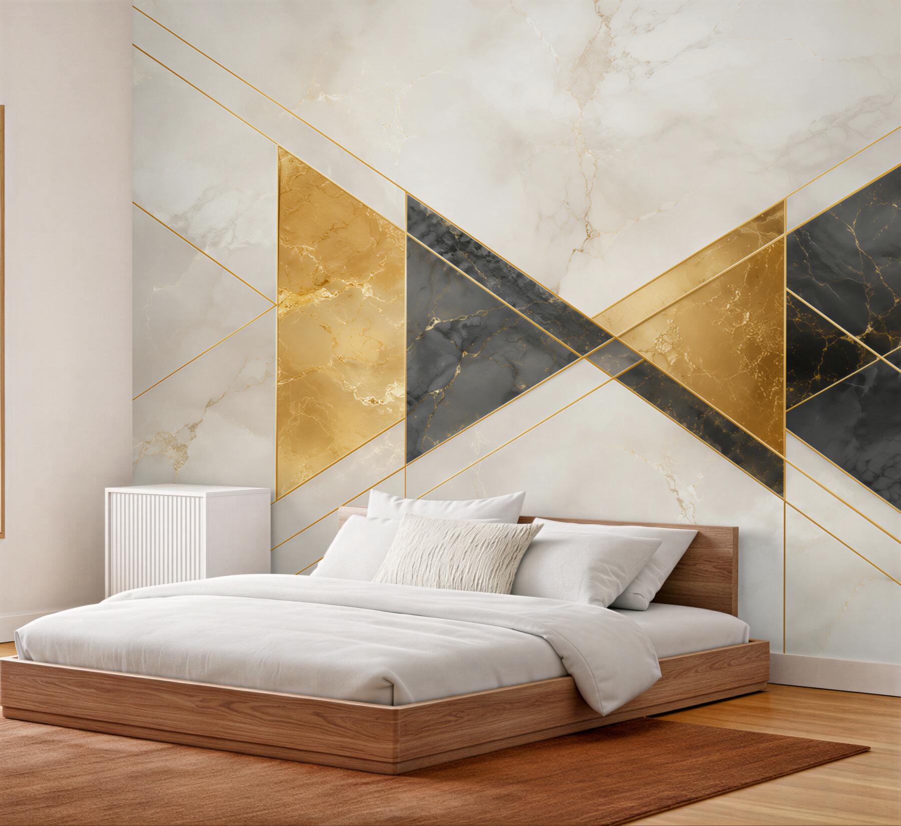 Fototapeta geometryczny marmur biało czarno złoty nowoczesny styl art deco?v23