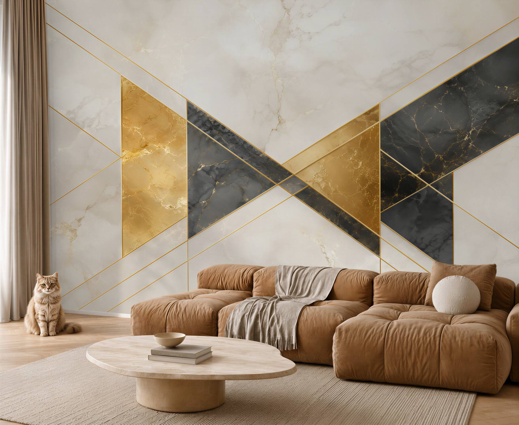 Fototapeta geometryczny marmur biało czarno złoty nowoczesny styl art deco?v23
