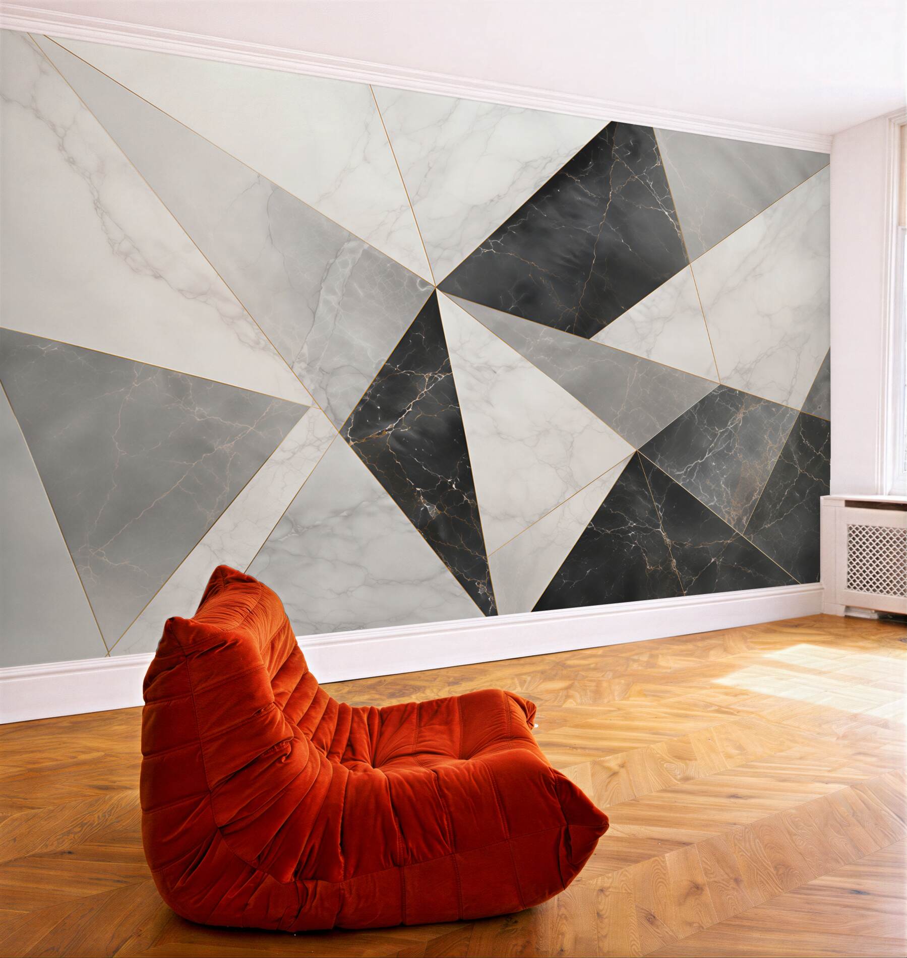 Fototapeta geometryczny marmur biało szary z czernią i złotymi liniami?v23