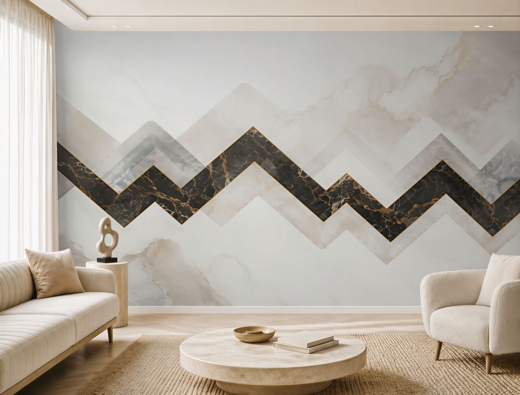 Fototapeta geometryczny marmur biały czarny ze złotym akcentem glamour?v23