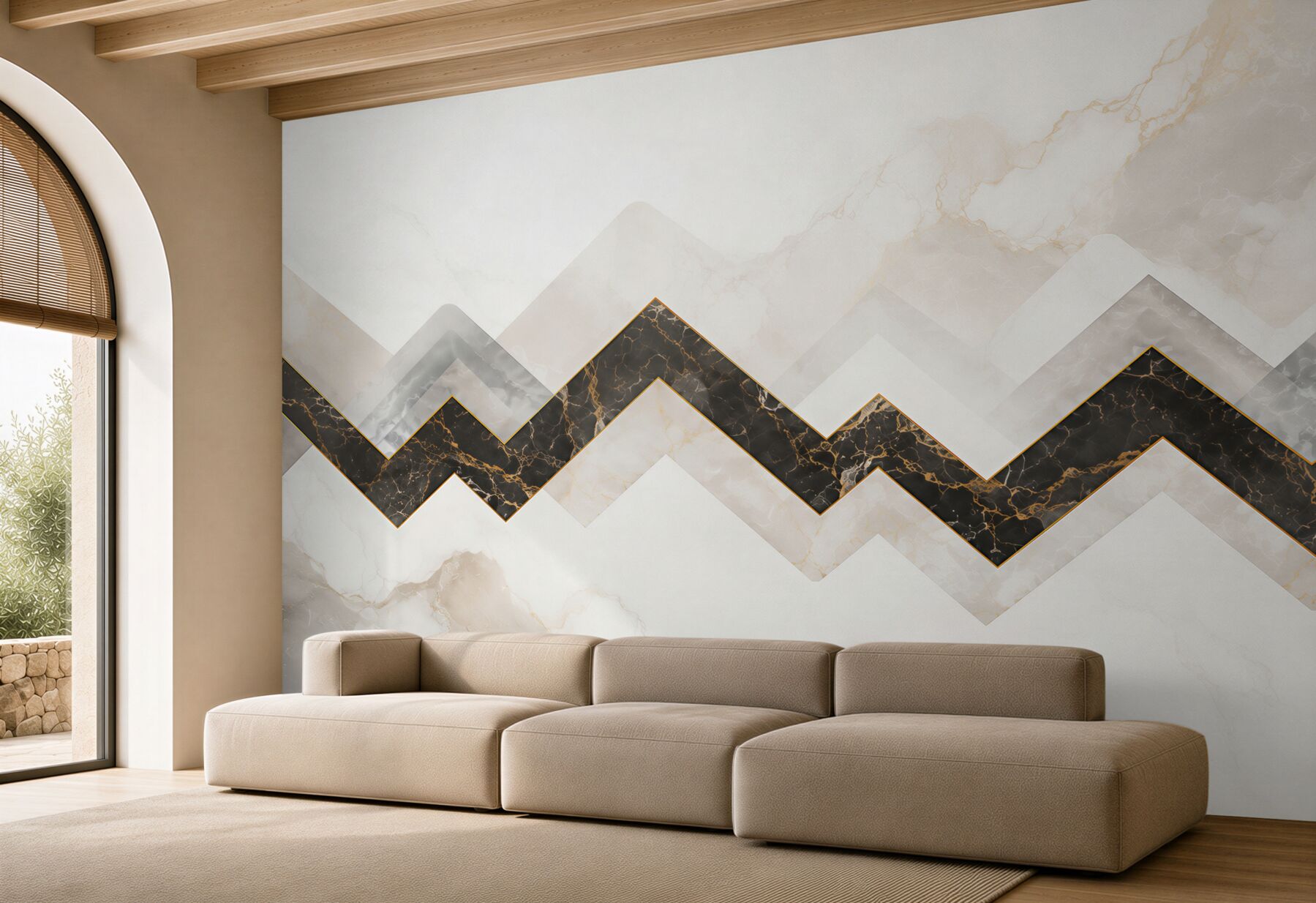 Fototapeta geometryczny marmur biały czarny ze złotym akcentem glamour?v23