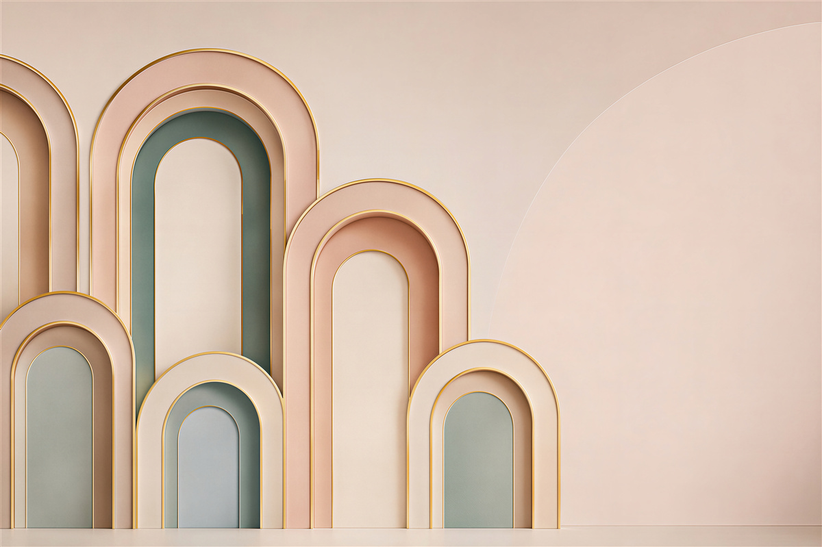 Fototapeta geometryczne łuki beżowe nowoczesna abstrakcja 3D