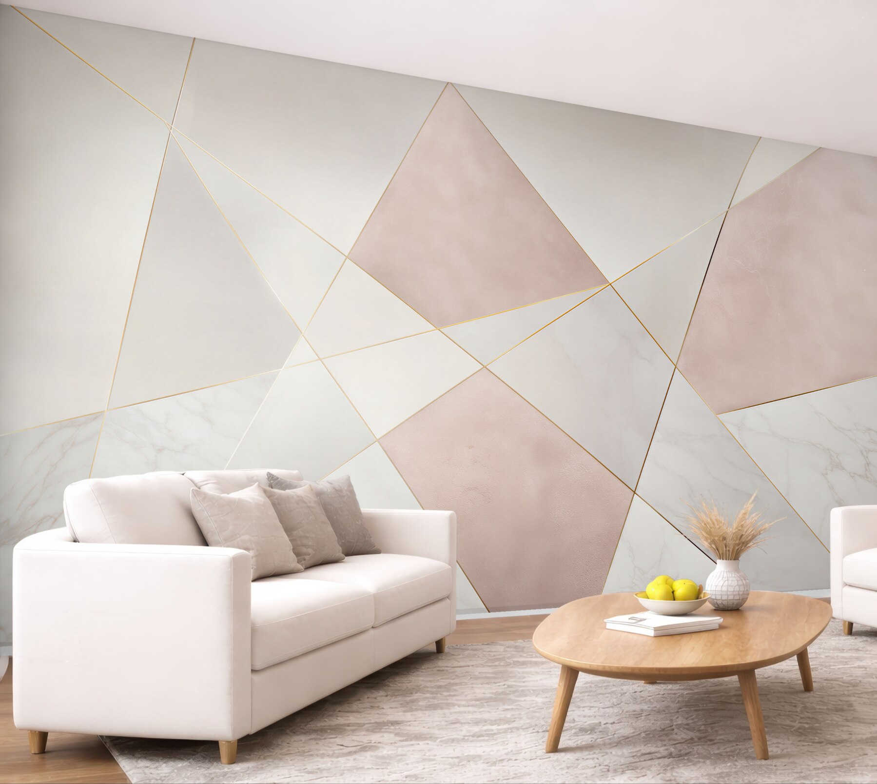Fototapeta geometryczny marmur biało pudrowy ze złotymi liniami nowoczesna?v23