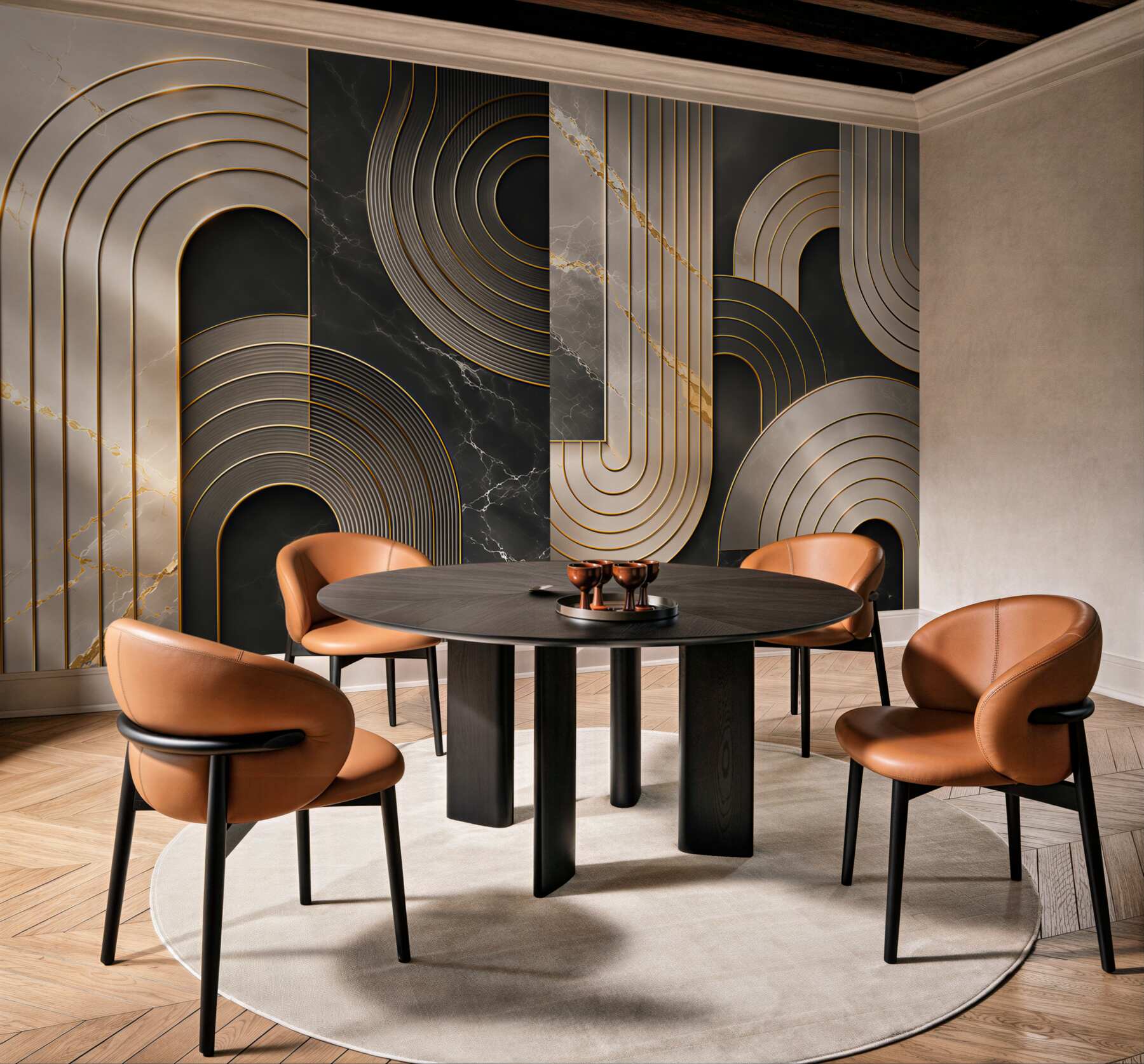 Fototapeta geometryczna abstrakcja czarno złota w stylu art deco?v23