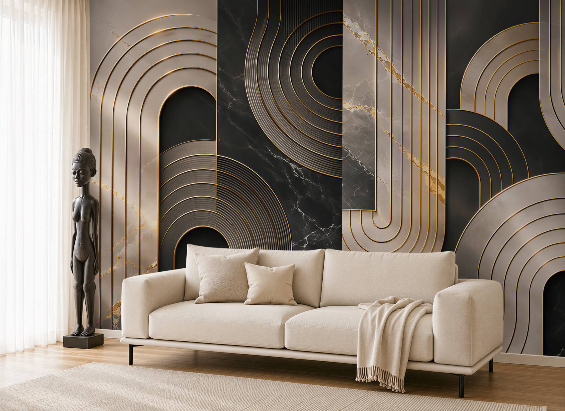 Fototapeta geometryczna abstrakcja czarno złota w stylu art deco?v23