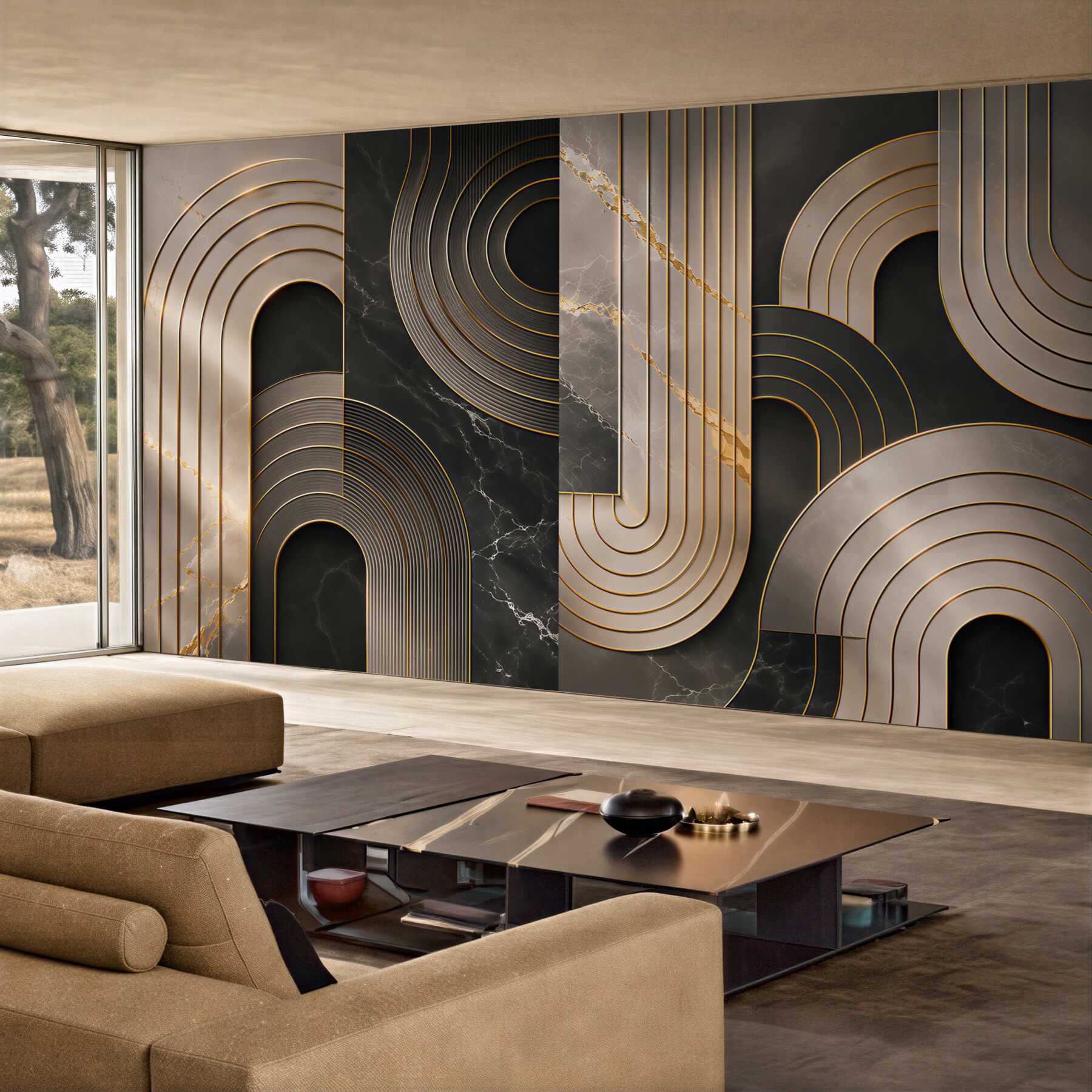Fototapeta geometryczna abstrakcja czarno złota w stylu art deco?v23