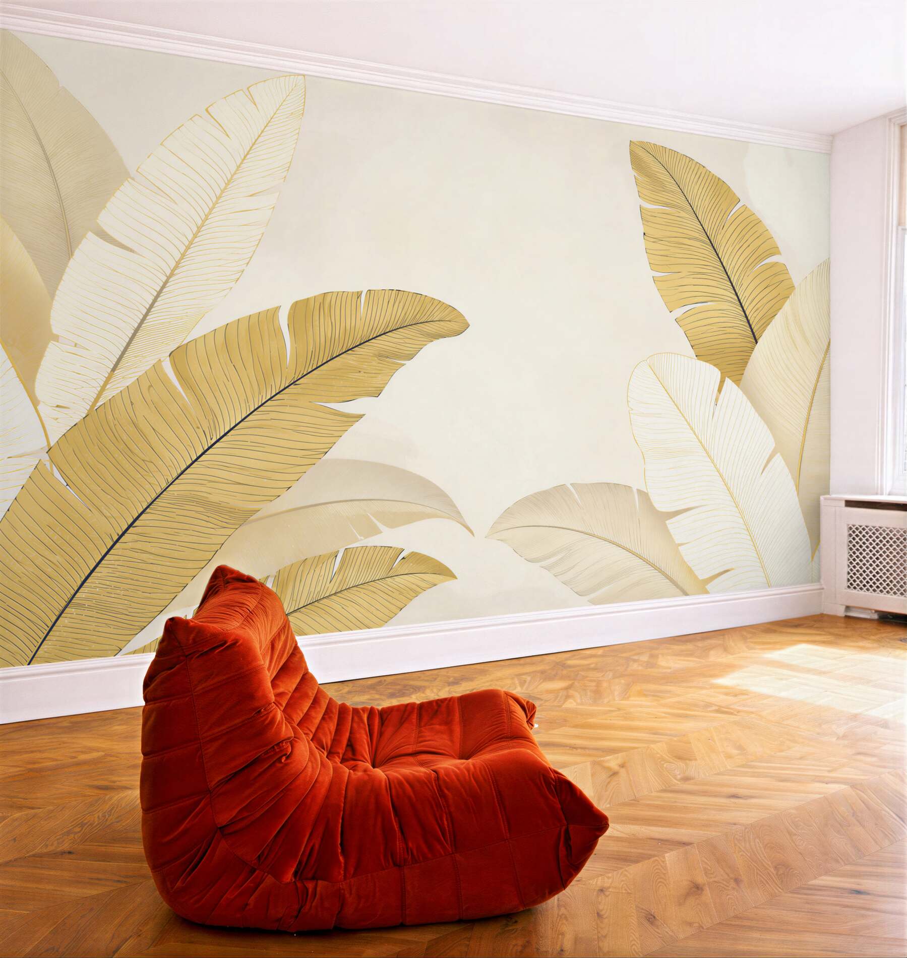 Fototapeta liście bananowca złote beżowe w stylu tropical glamour?v23