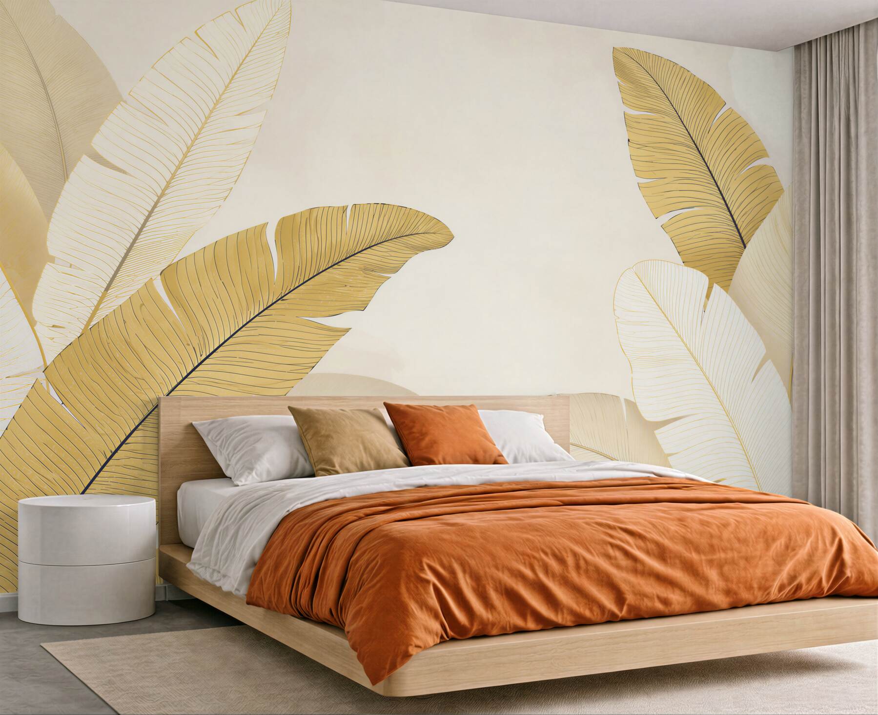 Fototapeta liście bananowca złote beżowe w stylu tropical glamour?v23
