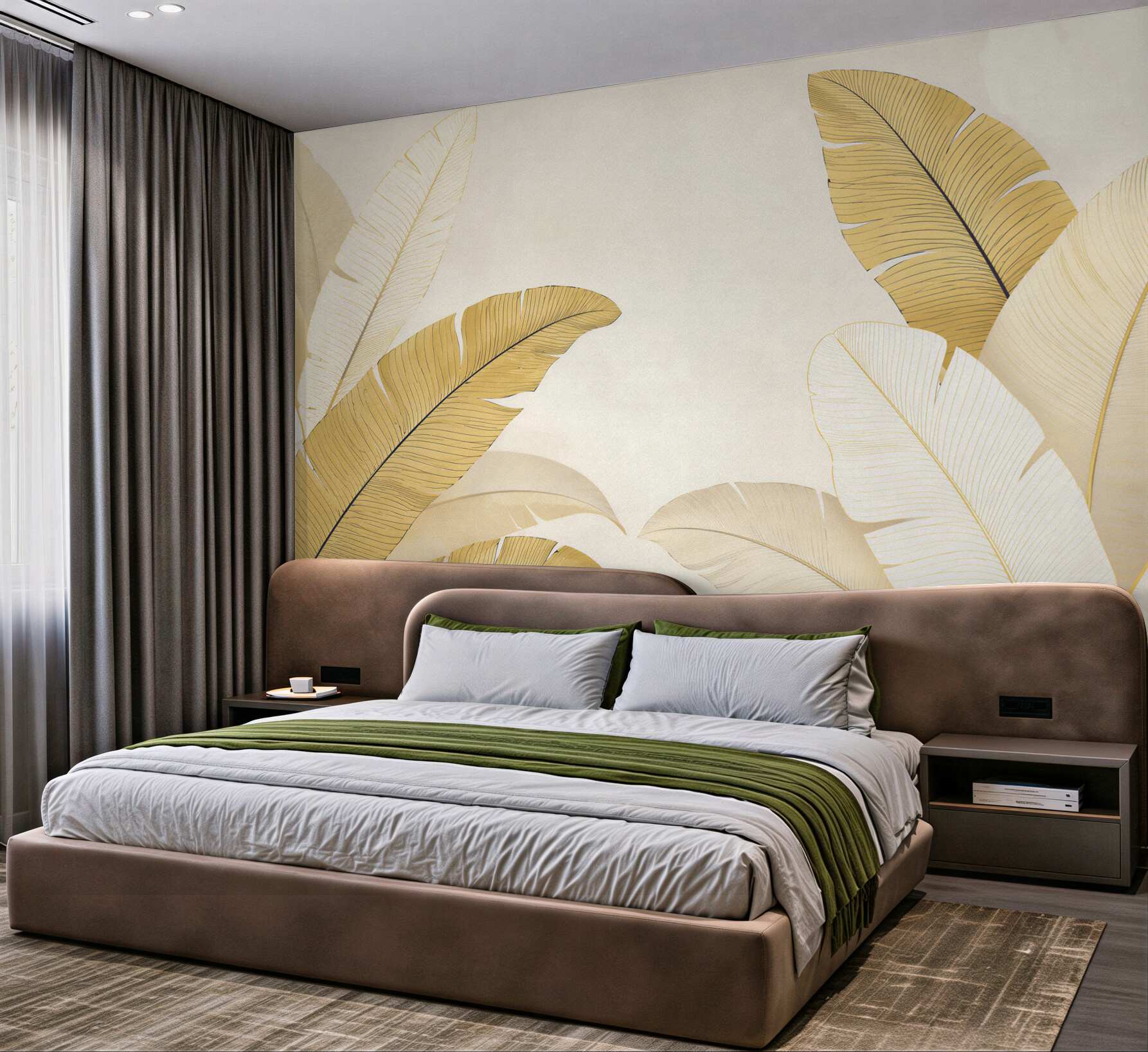 Fototapeta liście bananowca złote beżowe w stylu tropical glamour?v23