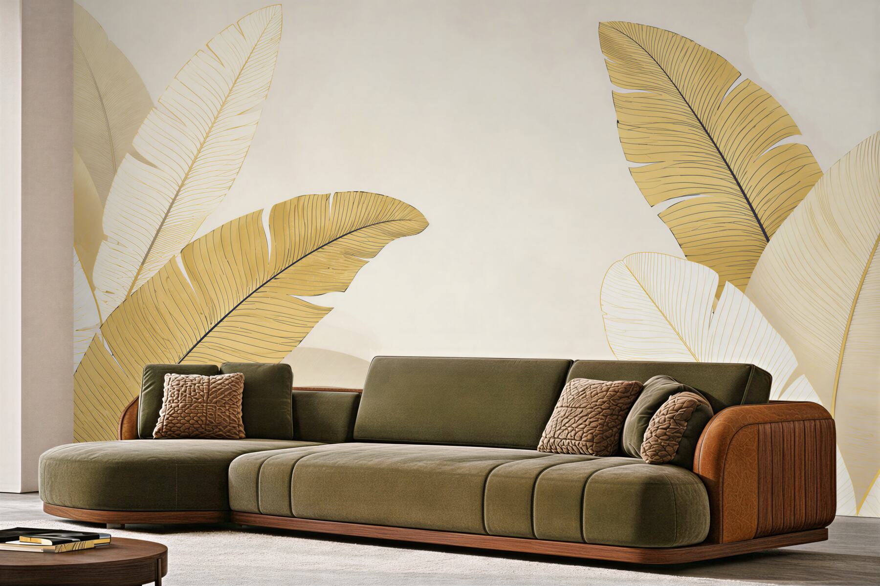 Fototapeta liście bananowca złote beżowe w stylu tropical glamour?v23