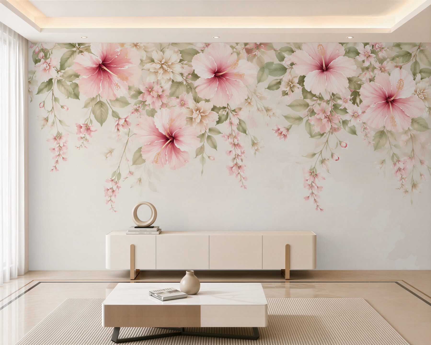 Fototapeta kwiaty hibiskusa różowe na jasnym tle?v23