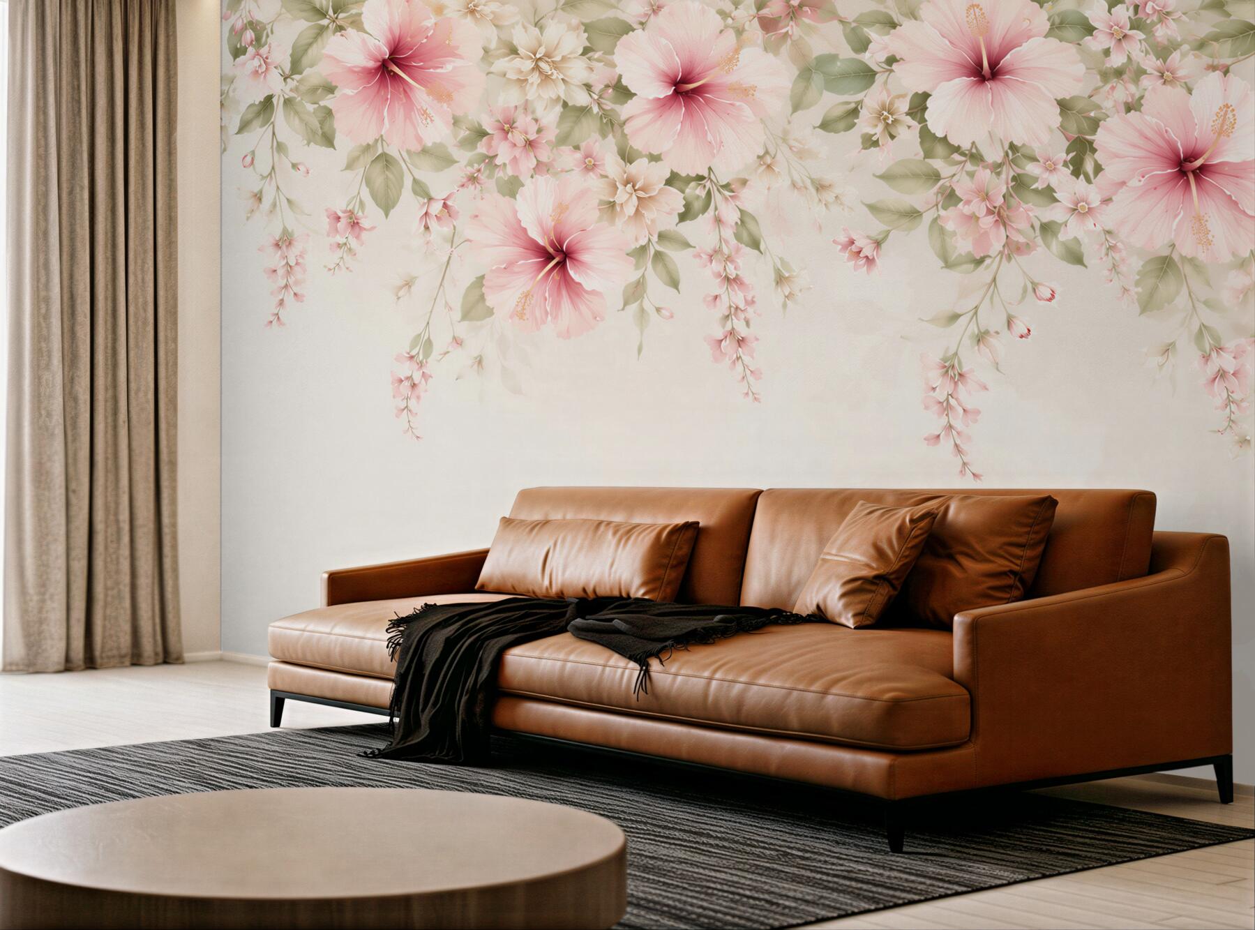 Fototapeta kwiaty hibiskusa różowe na jasnym tle?v23