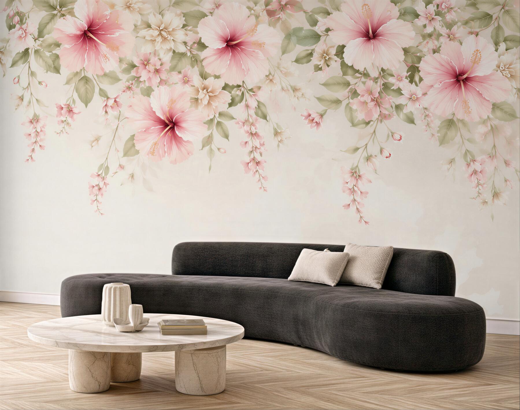 Fototapeta kwiaty hibiskusa różowe na jasnym tle?v23