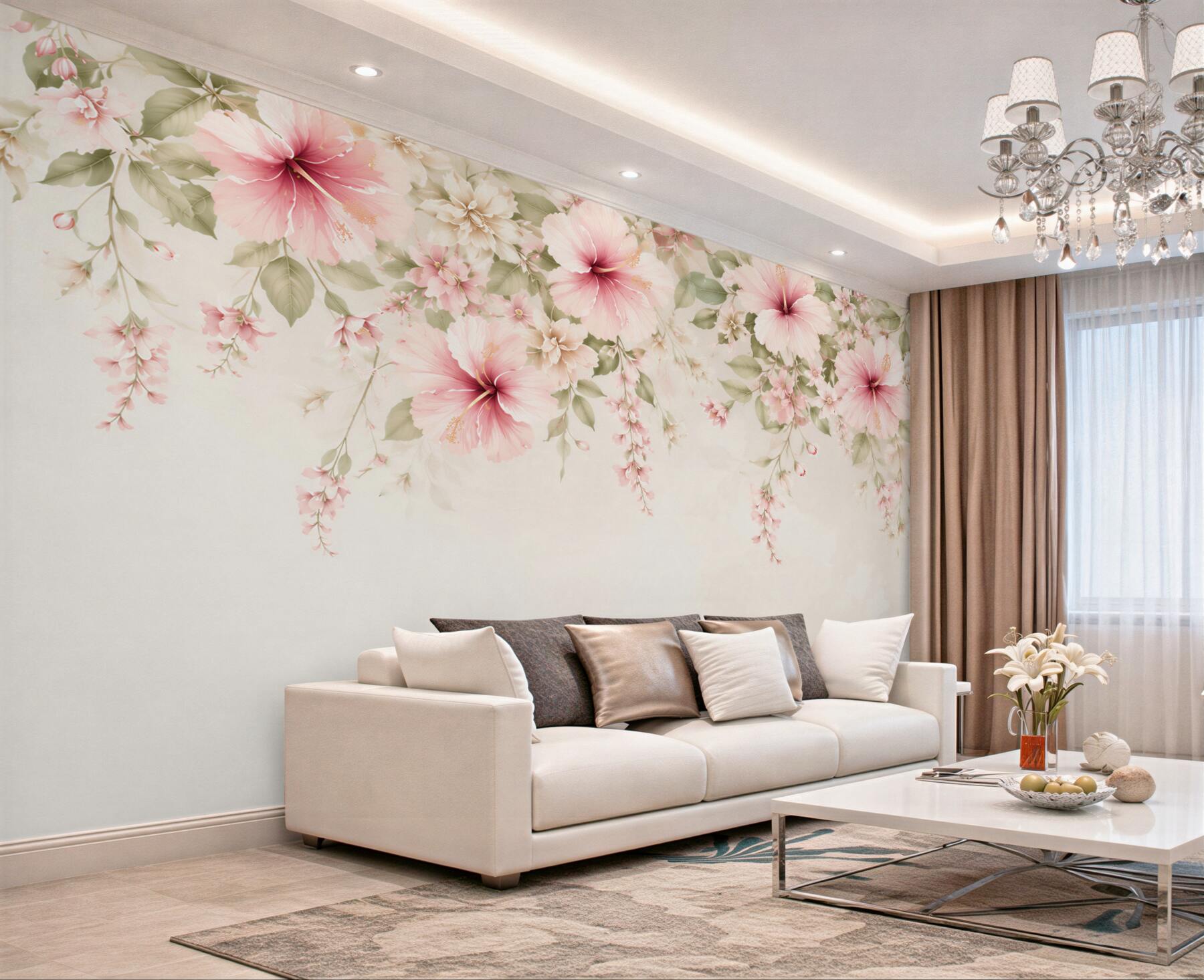 Fototapeta kwiaty hibiskusa różowe na jasnym tle?v23