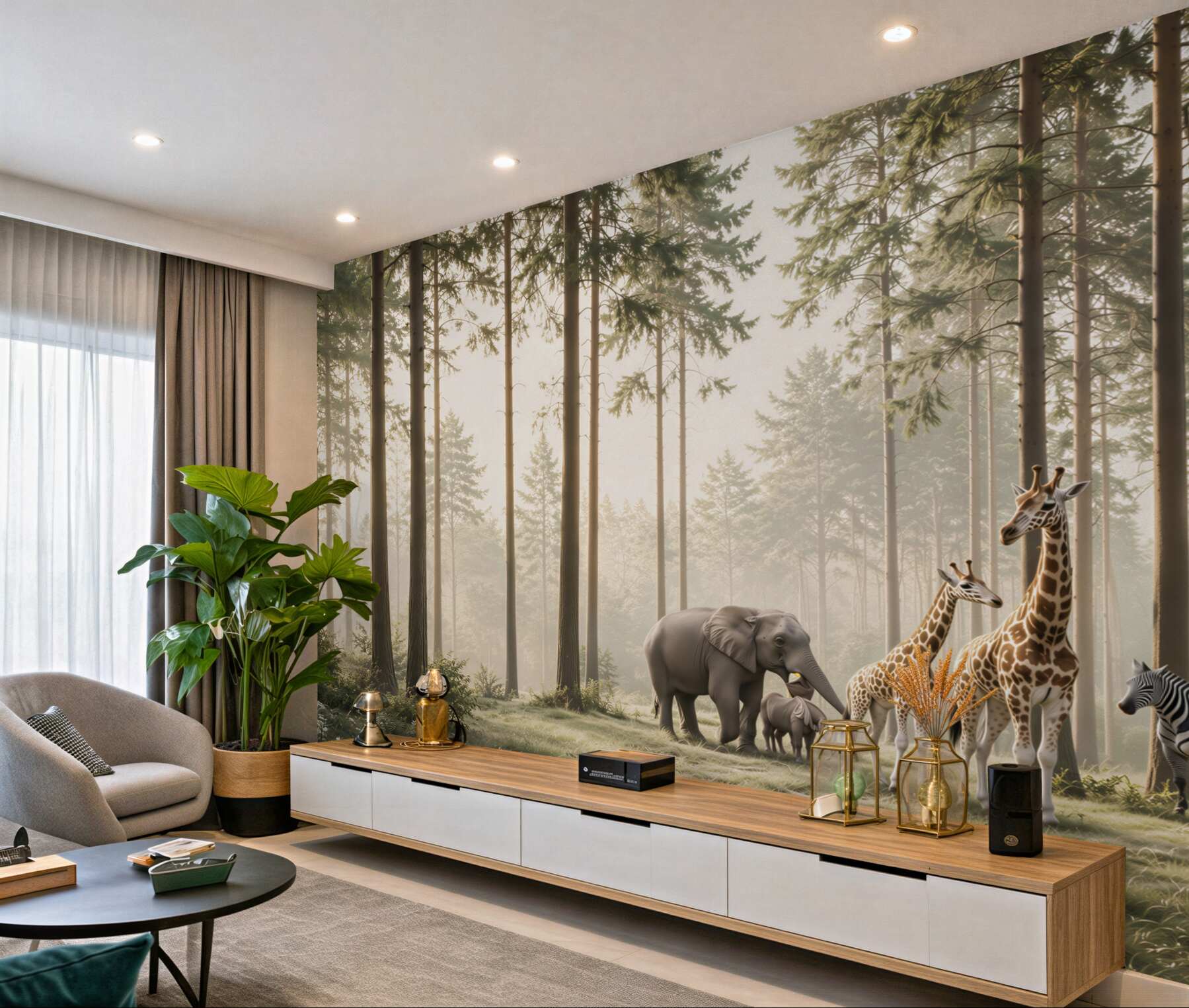 Fototapeta zwierzęta safari w leśnej mgle do pokoju dziecka?v23