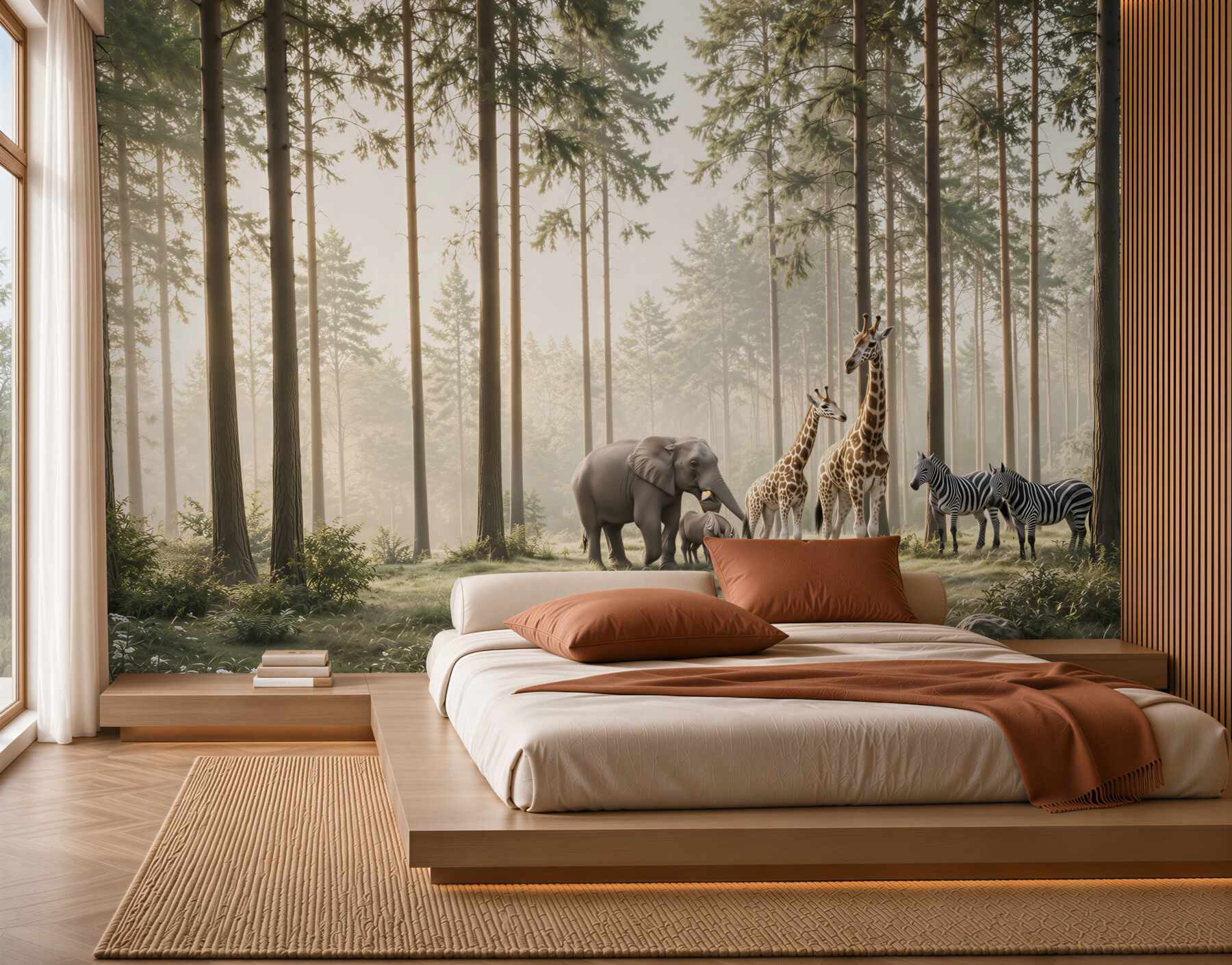 Fototapeta zwierzęta safari w leśnej mgle do pokoju dziecka?v23