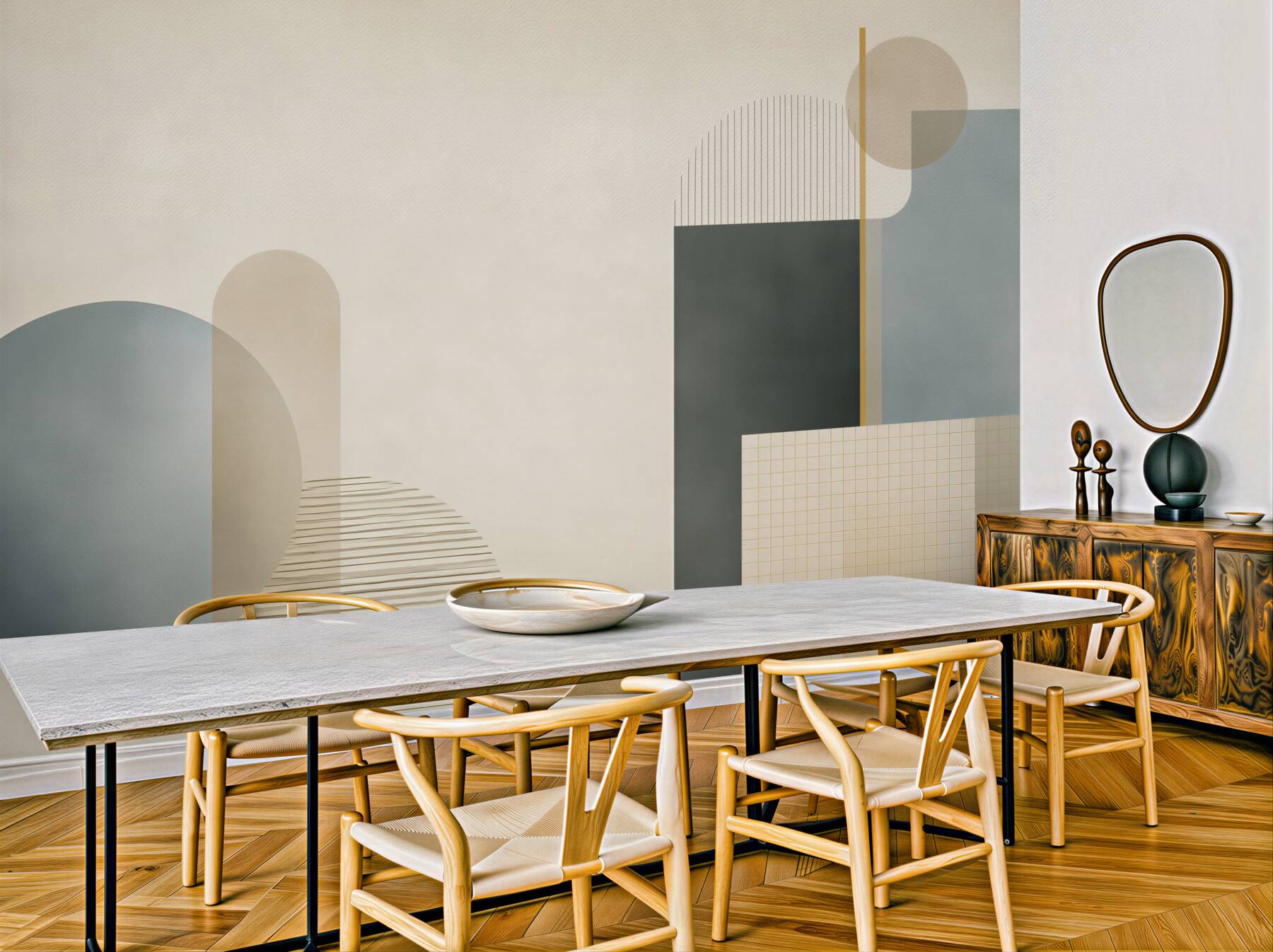 Fototapeta geometryczna abstrakcja beżowo szara w stylu nowoczesnym?v23