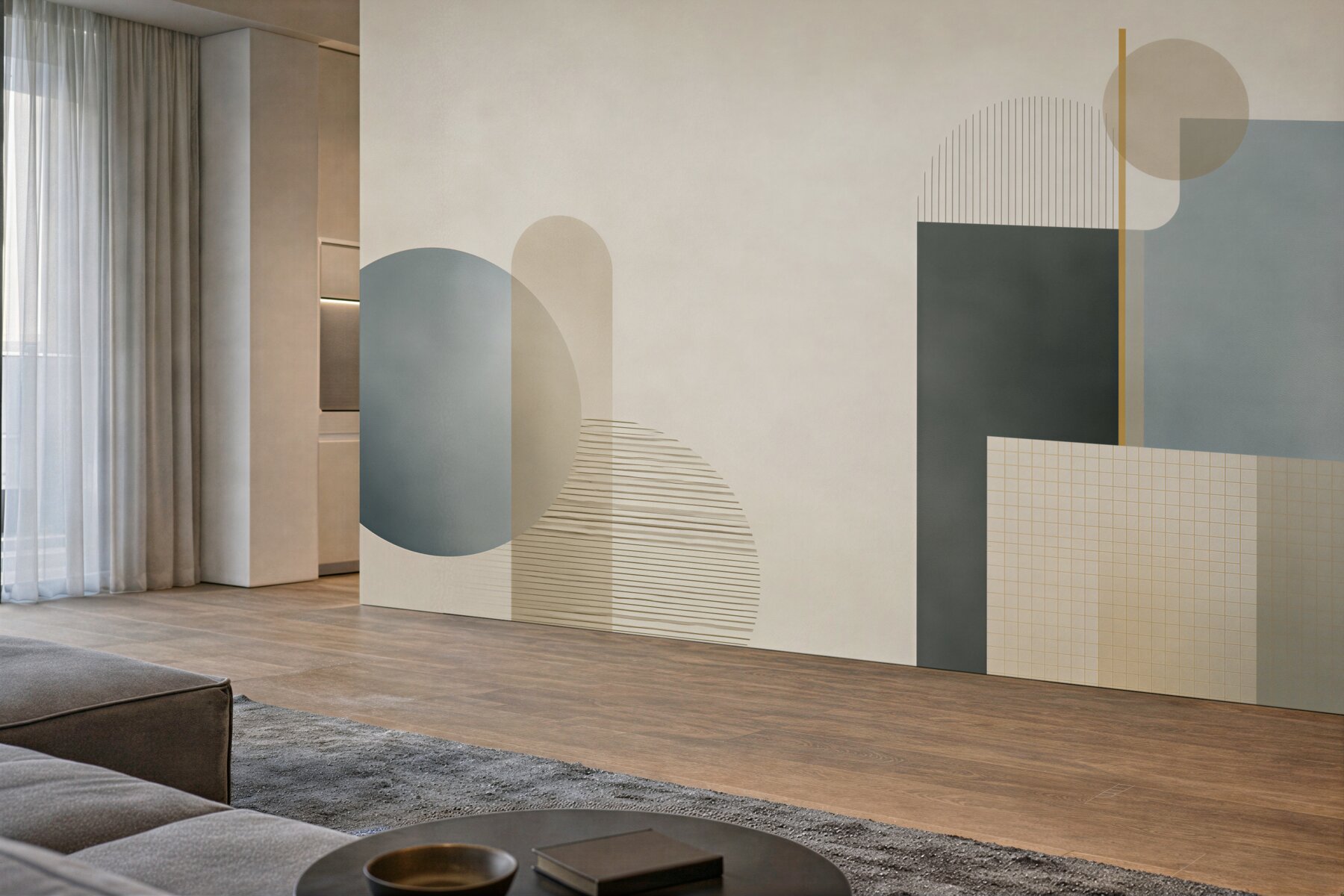 Fototapeta geometryczna abstrakcja beżowo szara w stylu nowoczesnym?v23