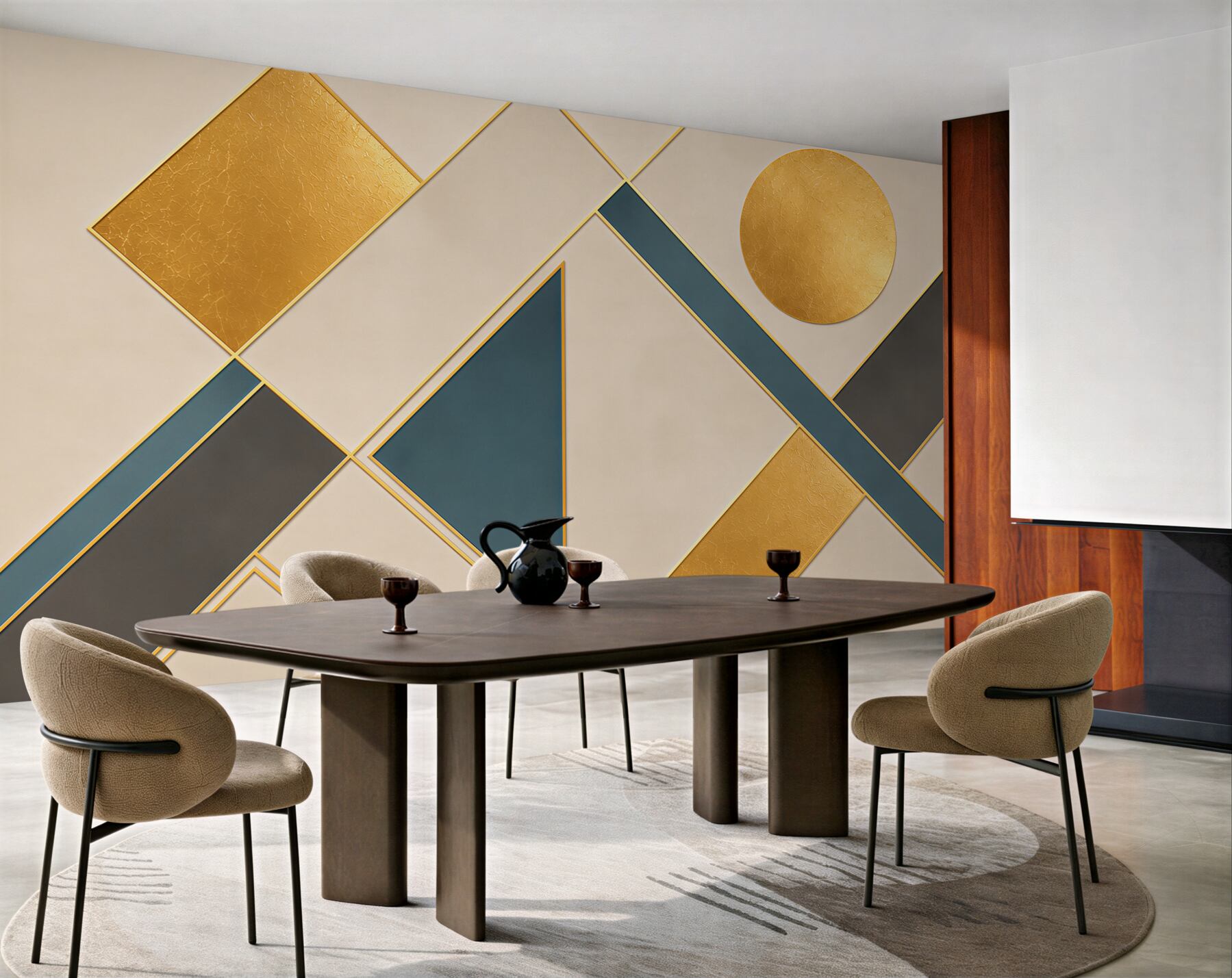 Fototapeta geometryczne złote formy z granatem w stylu art deco?v23