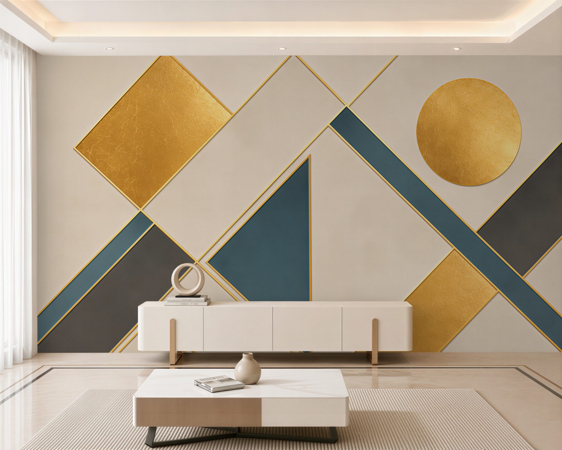 Fototapeta geometryczne złote formy z granatem w stylu art deco?v23