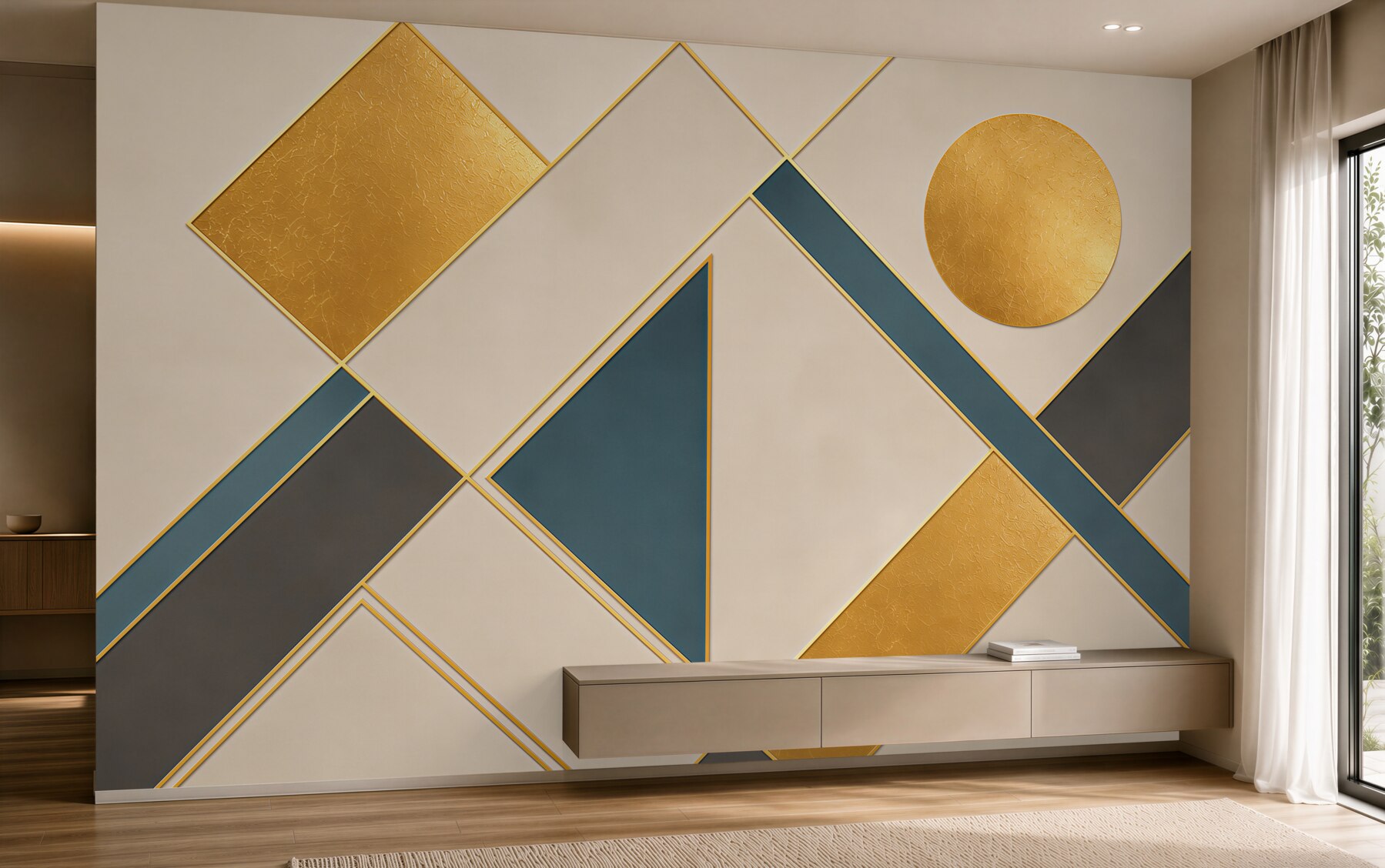 Fototapeta geometryczne złote formy z granatem w stylu art deco?v23