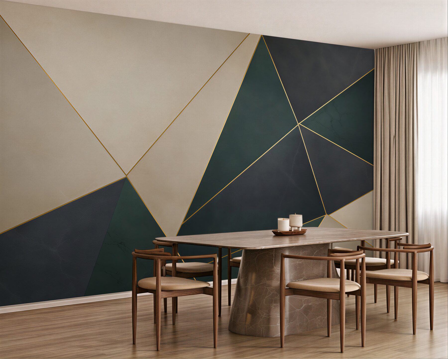 Fototapeta geometryczna abstrakcja zielono grafitowa ze złotymi liniami?v23