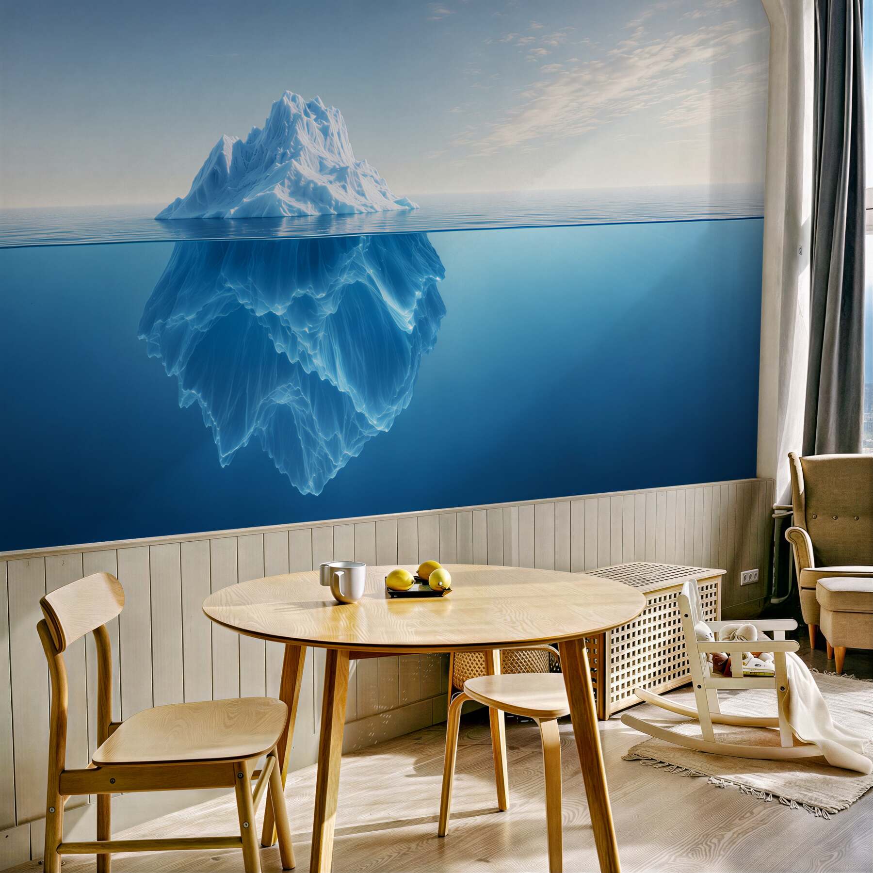 Fototapeta góra lodowa na oceanie błękitna minimalistyczna?v23