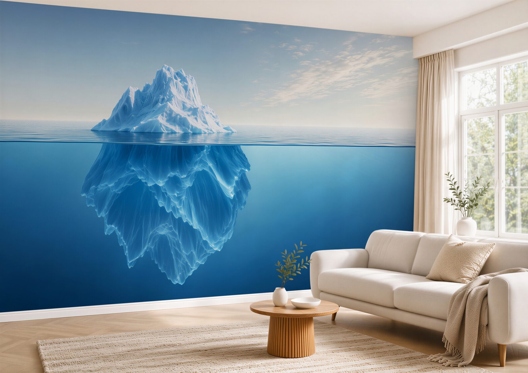 Fototapeta góra lodowa na oceanie błękitna minimalistyczna?v23
