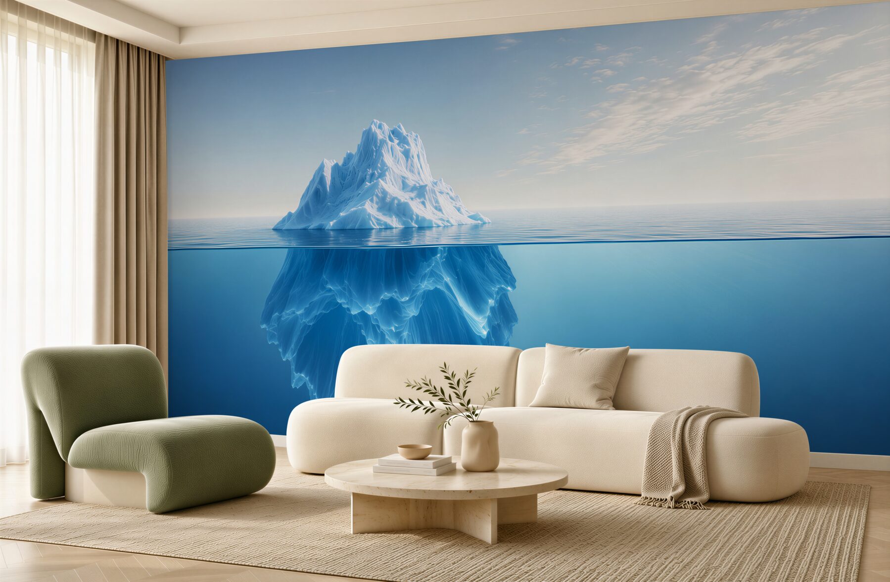 Fototapeta góra lodowa na oceanie błękitna minimalistyczna?v23