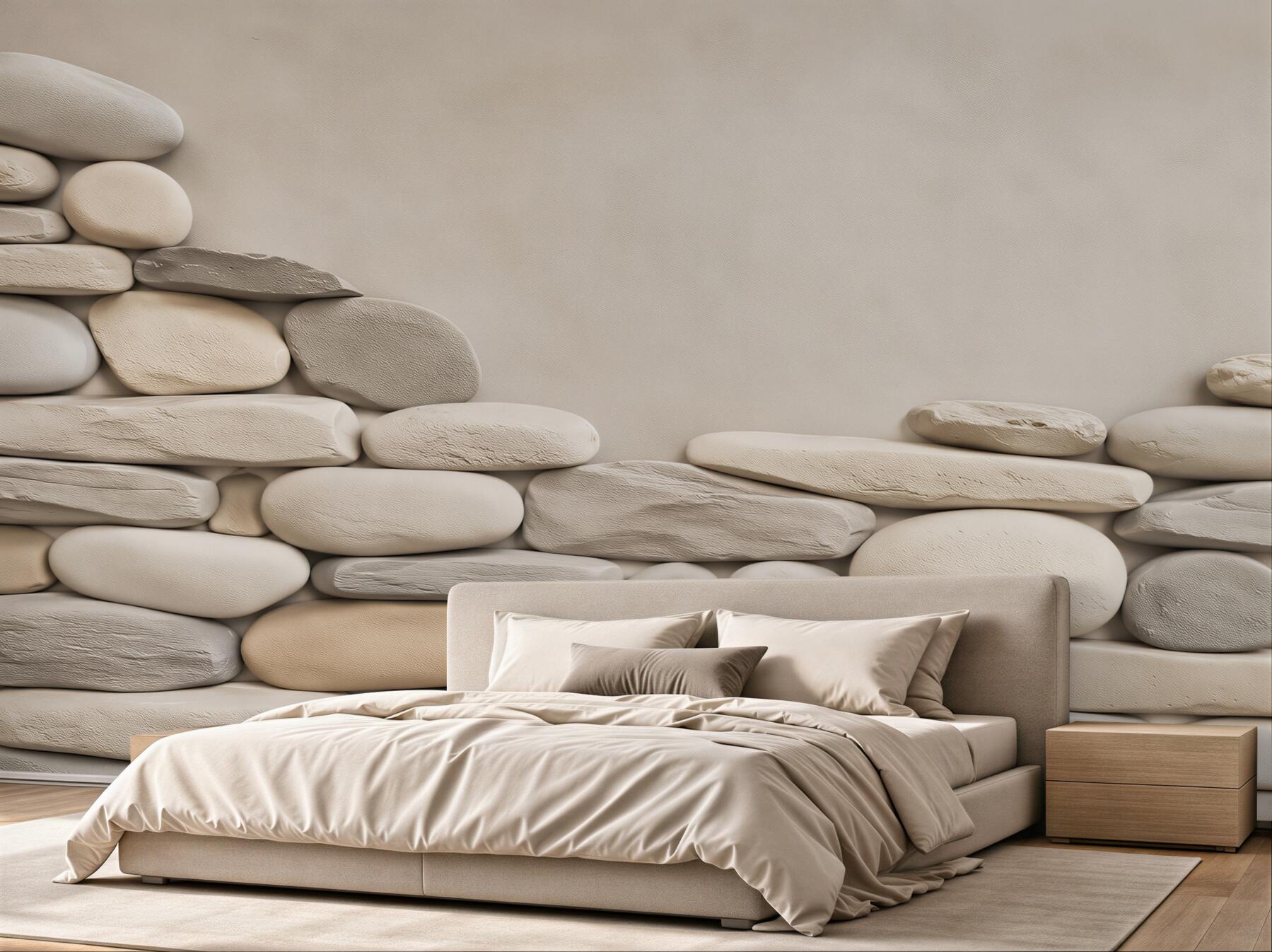 Fototapeta białe otoczaki ułożone w mur naturalna dekoracja spa?v23