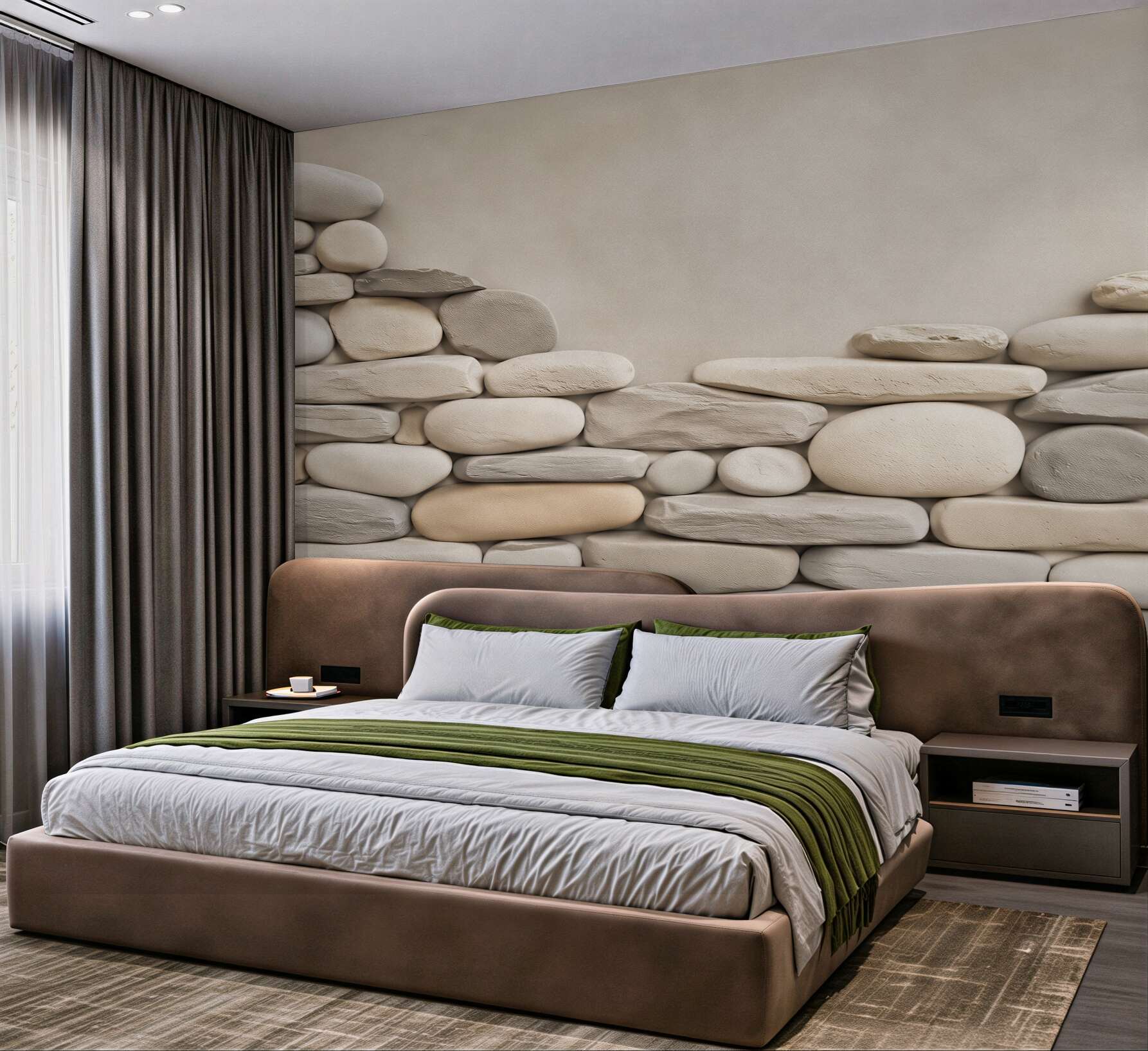 Fototapeta białe otoczaki ułożone w mur naturalna dekoracja spa?v23