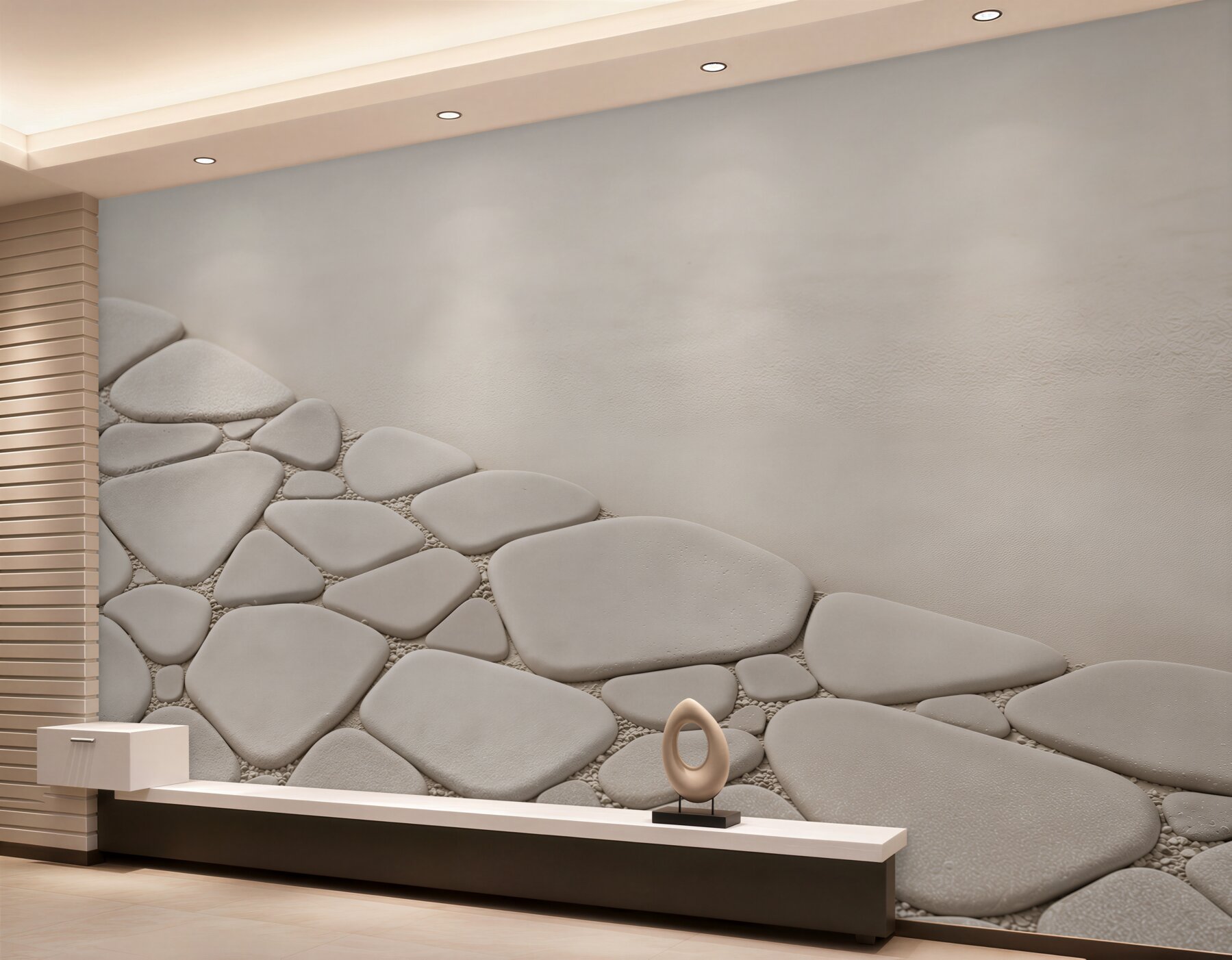 Fototapeta białe kamienie zen minimalistyczna beżowa do łazienki spa