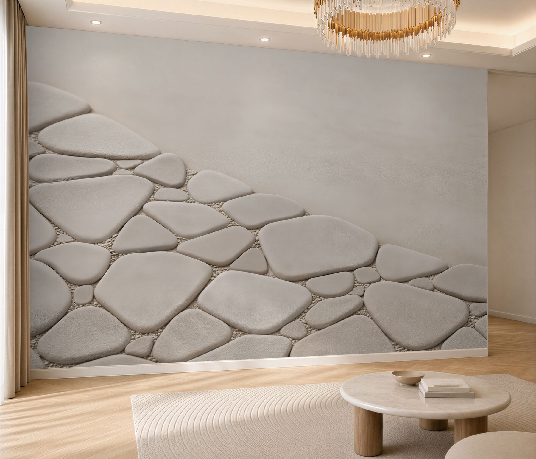 Fototapeta białe kamienie zen minimalistyczna beżowa do łazienki spa?v23