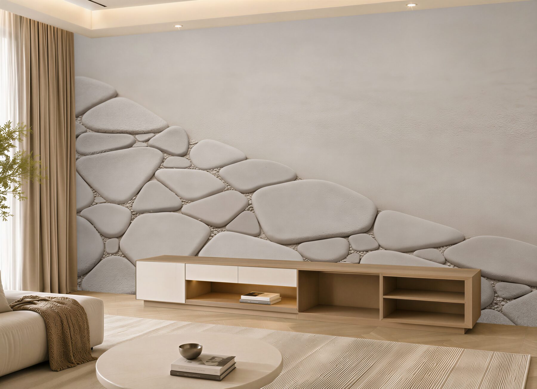 Fototapeta białe kamienie zen minimalistyczna beżowa do łazienki spa?v23
