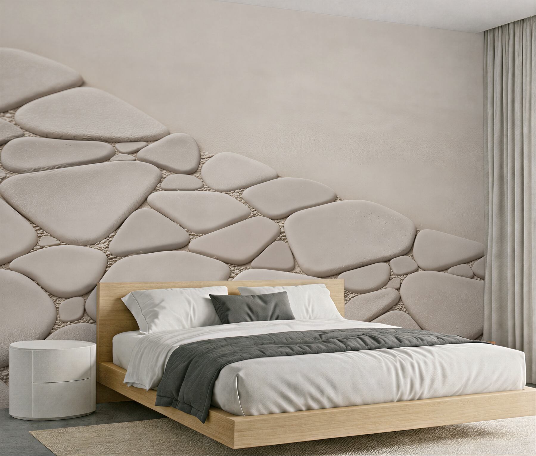 Fototapeta białe kamienie zen minimalistyczna beżowa do łazienki spa?v23