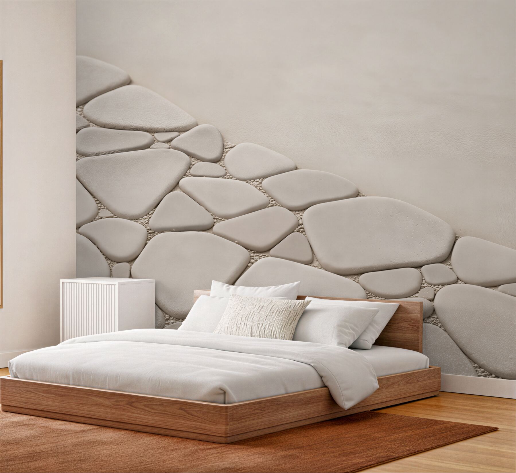 Fototapeta białe kamienie zen minimalistyczna beżowa do łazienki spa?v23