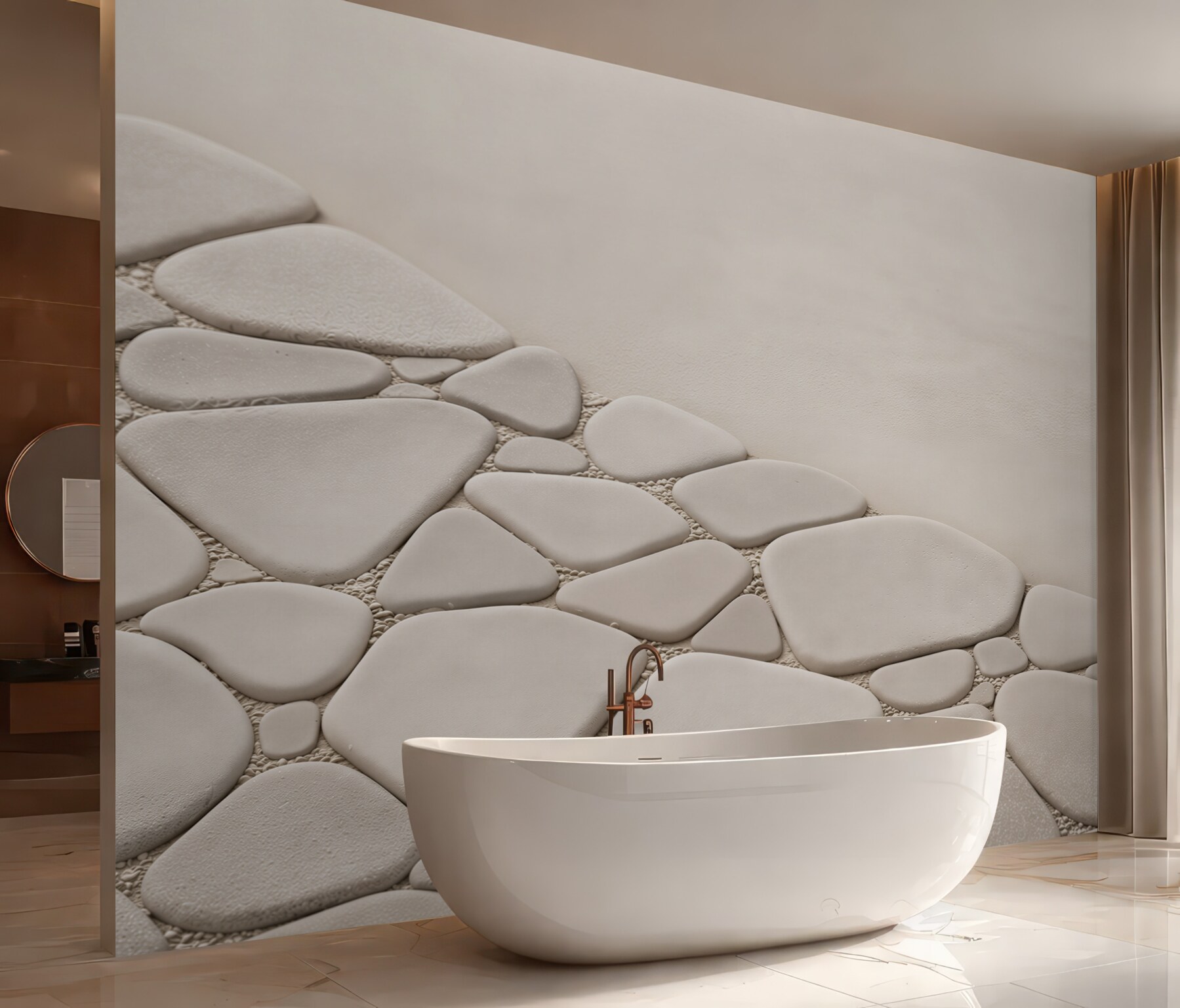 Fototapeta białe kamienie zen minimalistyczna beżowa do łazienki spa?v23