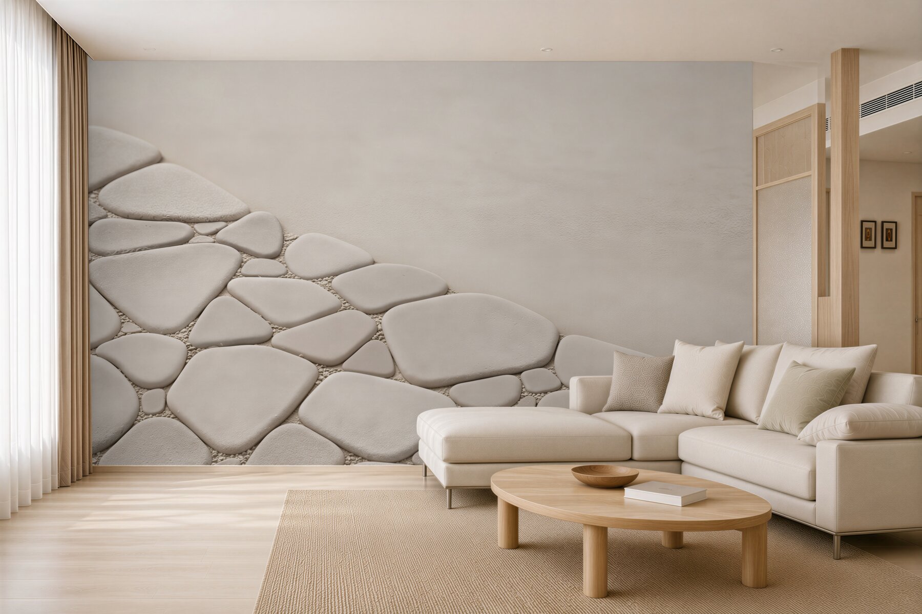 Fototapeta białe kamienie zen minimalistyczna beżowa do łazienki spa?v23