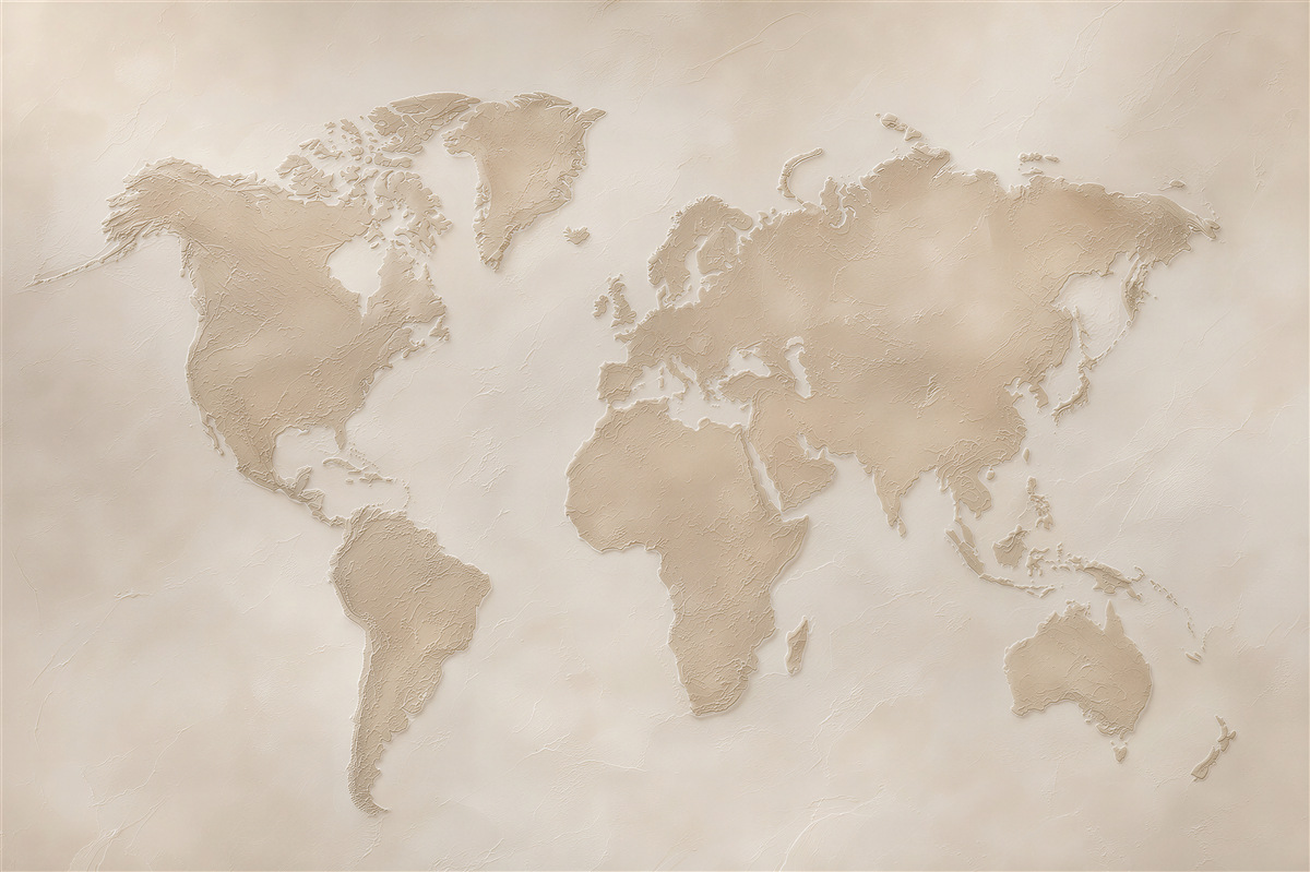 Fototapeta mapa świata beżowa przestrzenna w nowoczesnym stylu