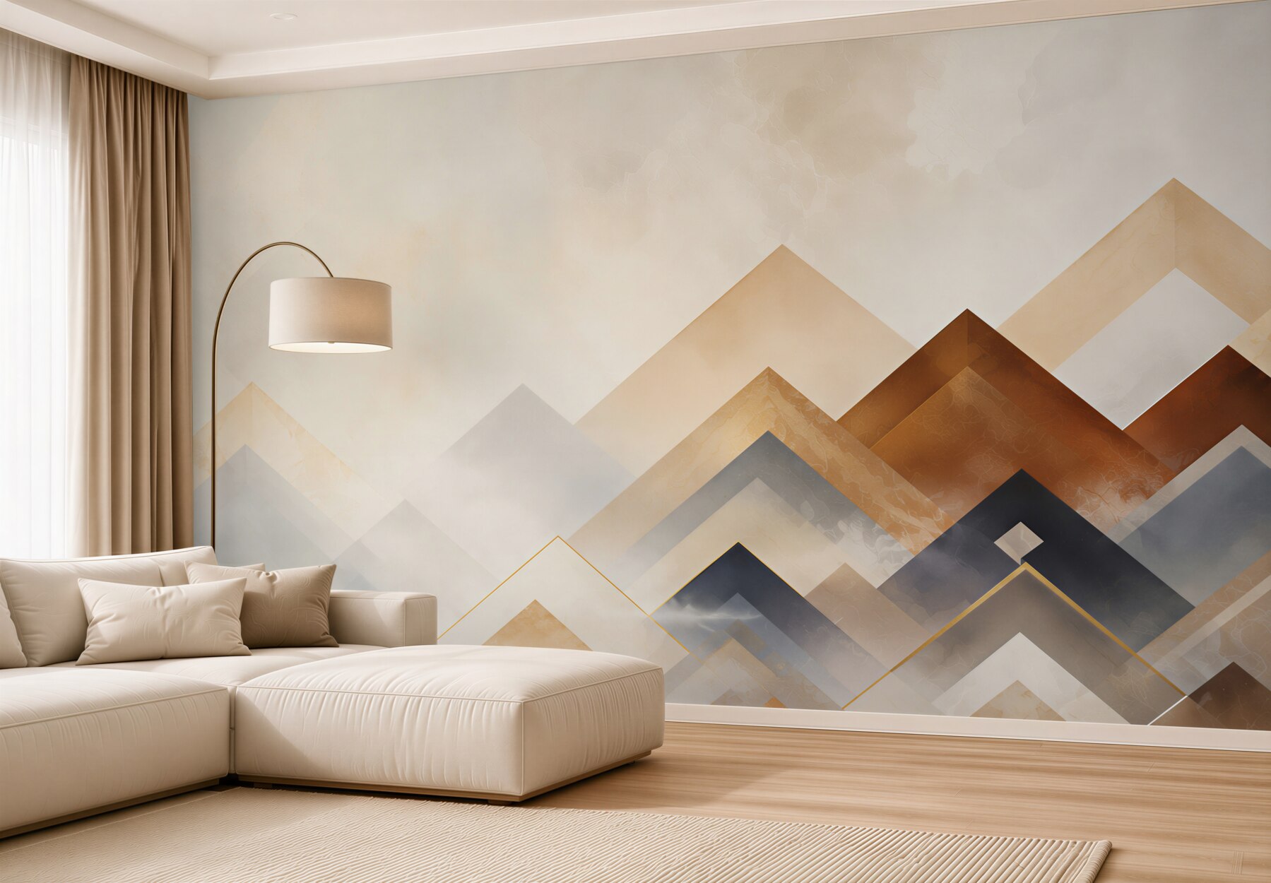 Fototapeta abstrakcyjne geometryczne szczyty beżowo brązowe nowoczesne?v23