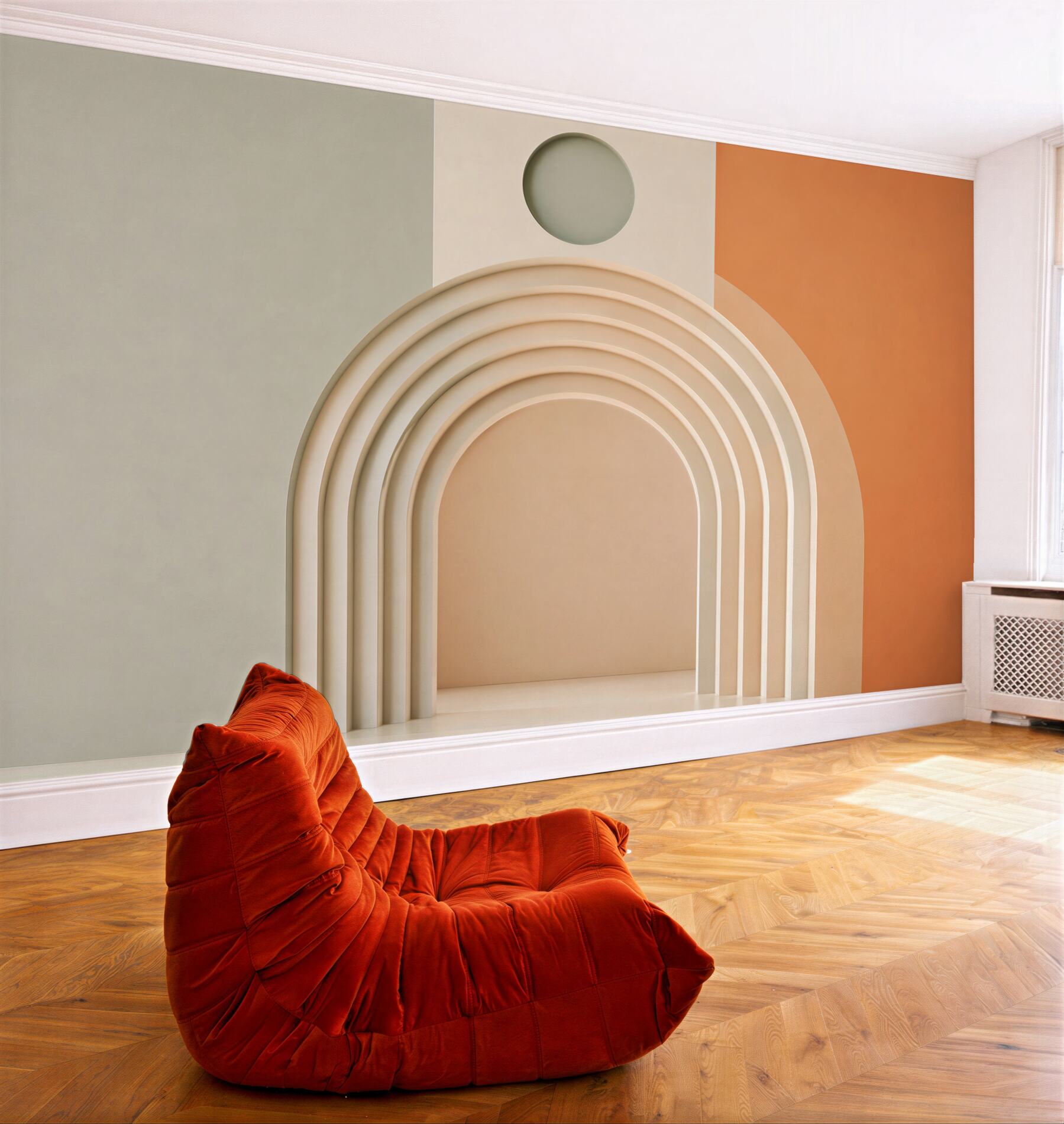 Fototapeta geometryczne łuki beżowo brzoskwiniowe nowoczesne 3D?v23
