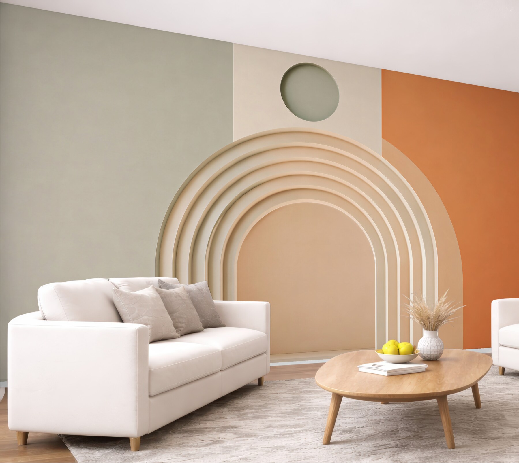 Fototapeta geometryczne łuki beżowo brzoskwiniowe nowoczesne 3D?v23