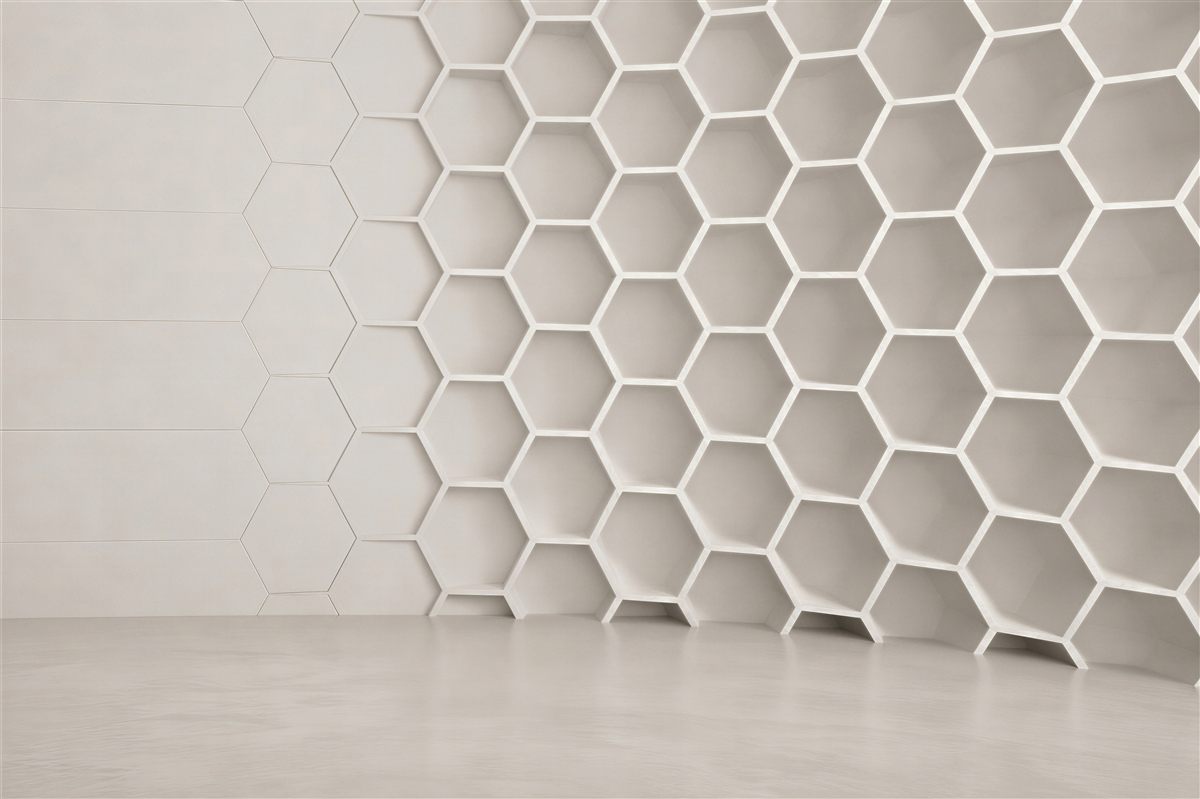 Fototapeta plaster miodu biała geometryczna nowoczesna 3D