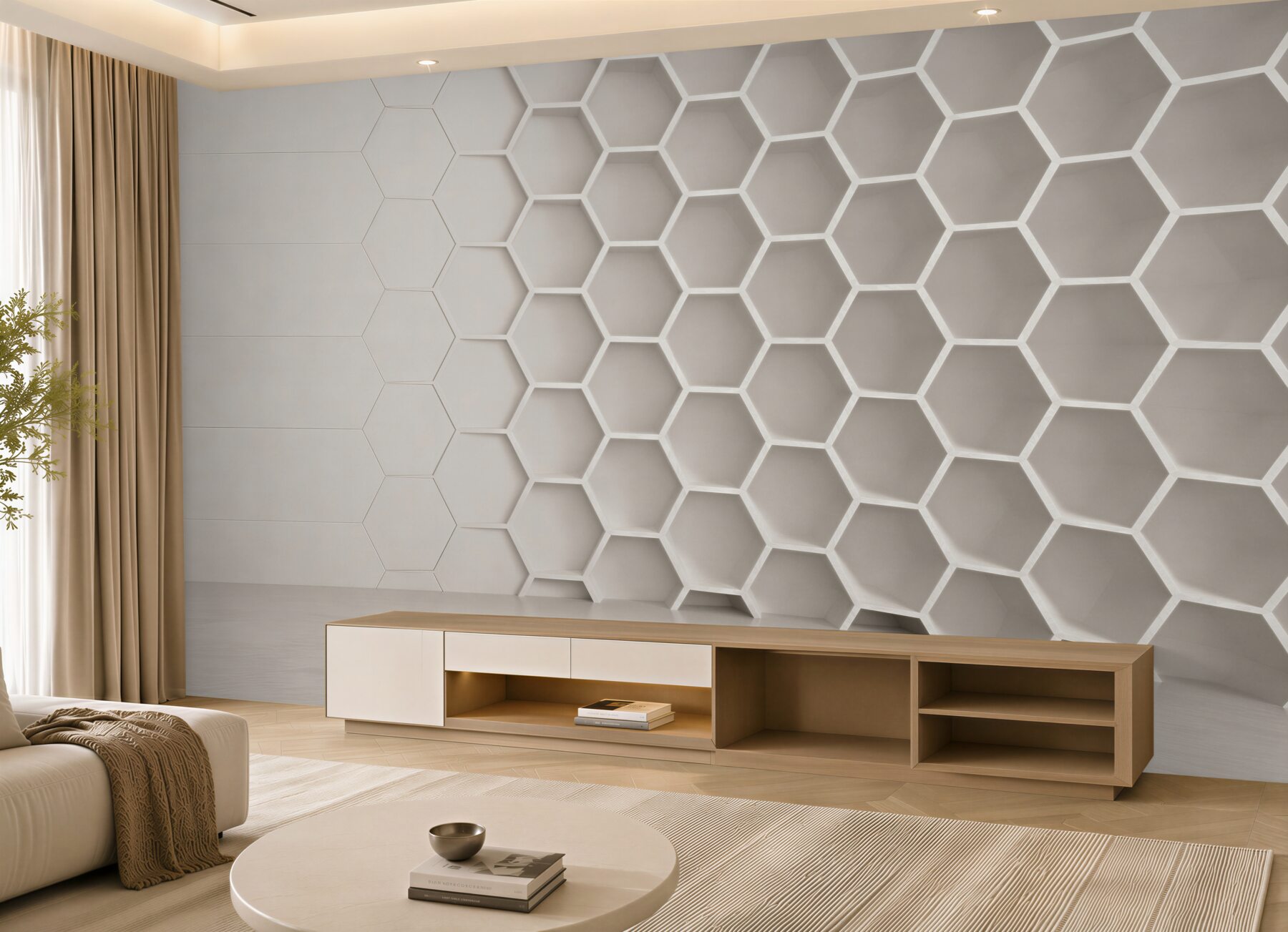Fototapeta plaster miodu biała geometryczna nowoczesna 3D?v23