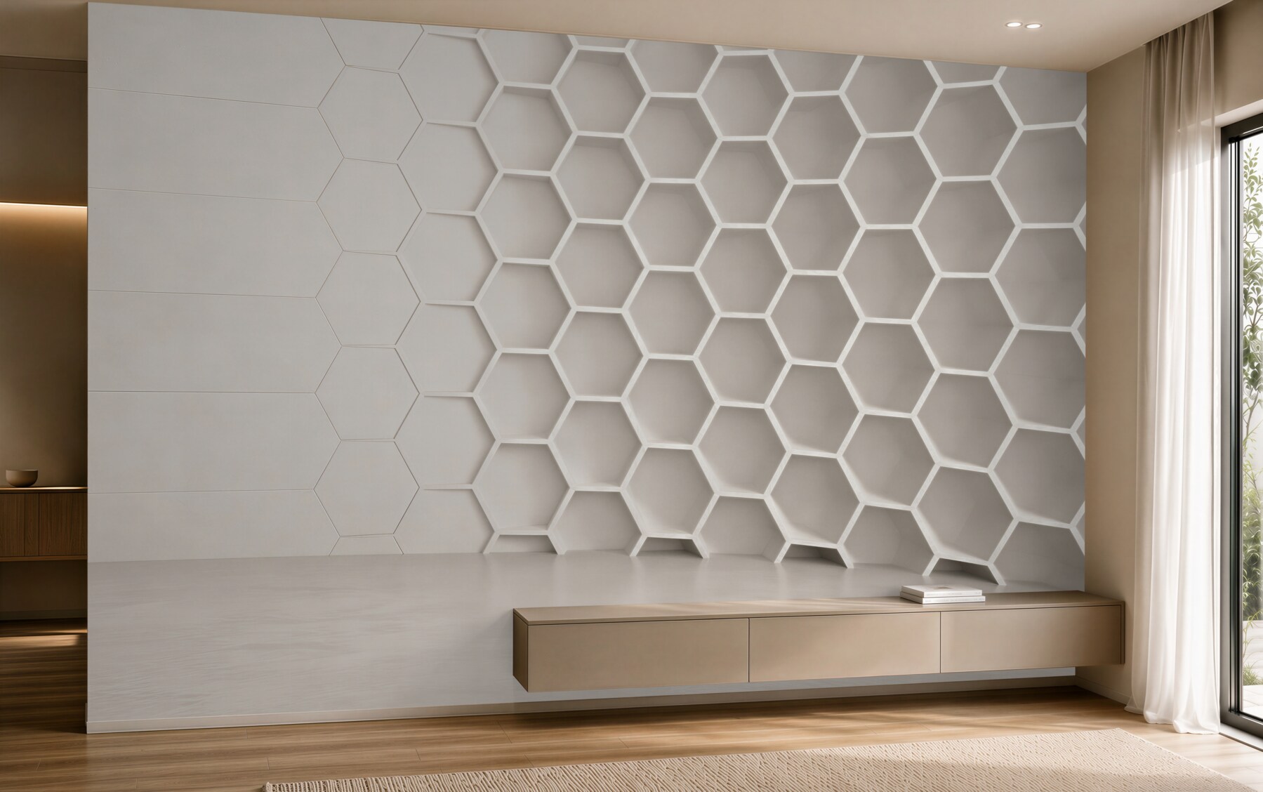 Fototapeta plaster miodu biała geometryczna nowoczesna 3D?v23